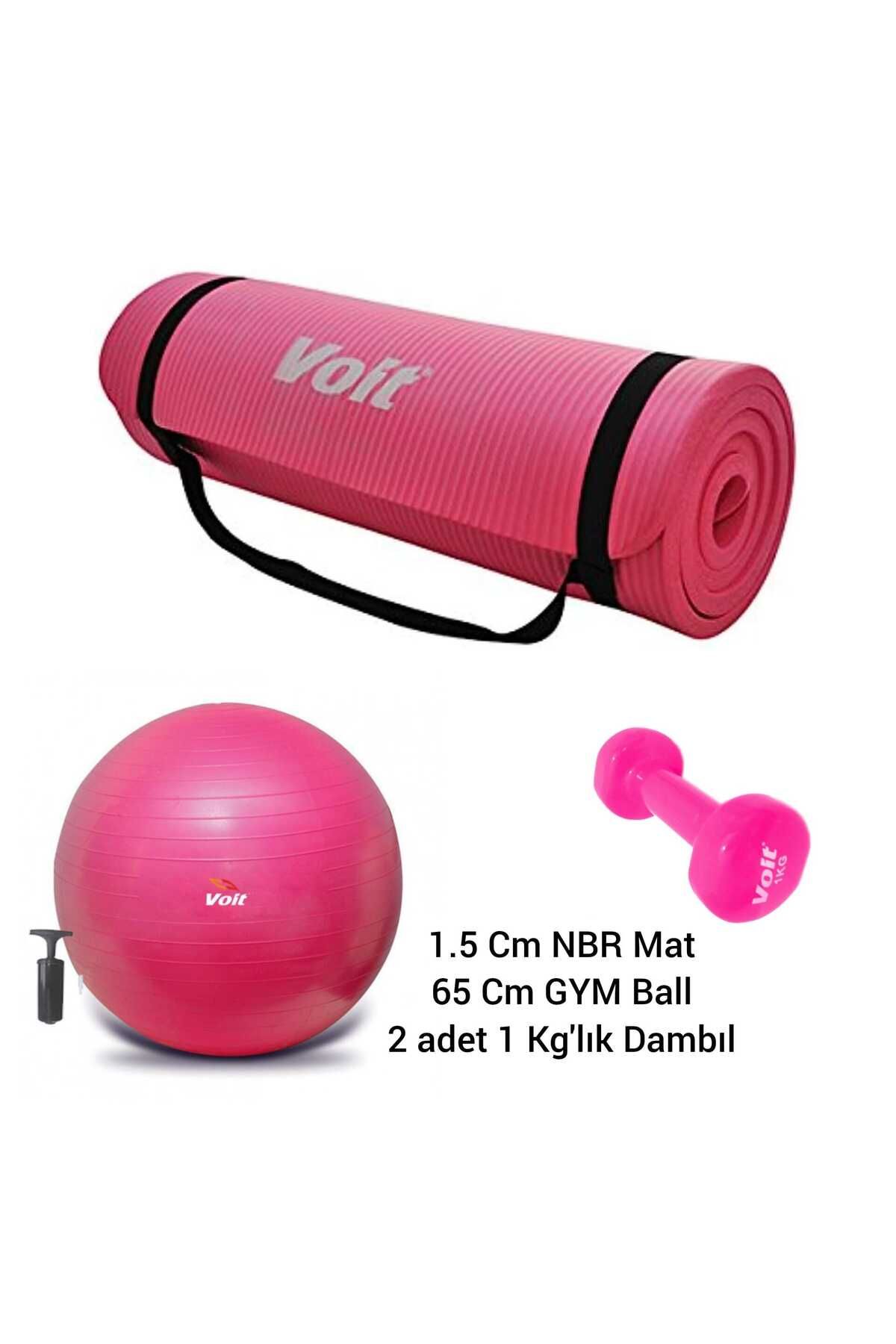 Voit VOİT 3 LÜ PİATES SET 1,CM NBR MAT-2 ADET 1 KG LIK DAMBILL-65 CM LİK GYMBALL