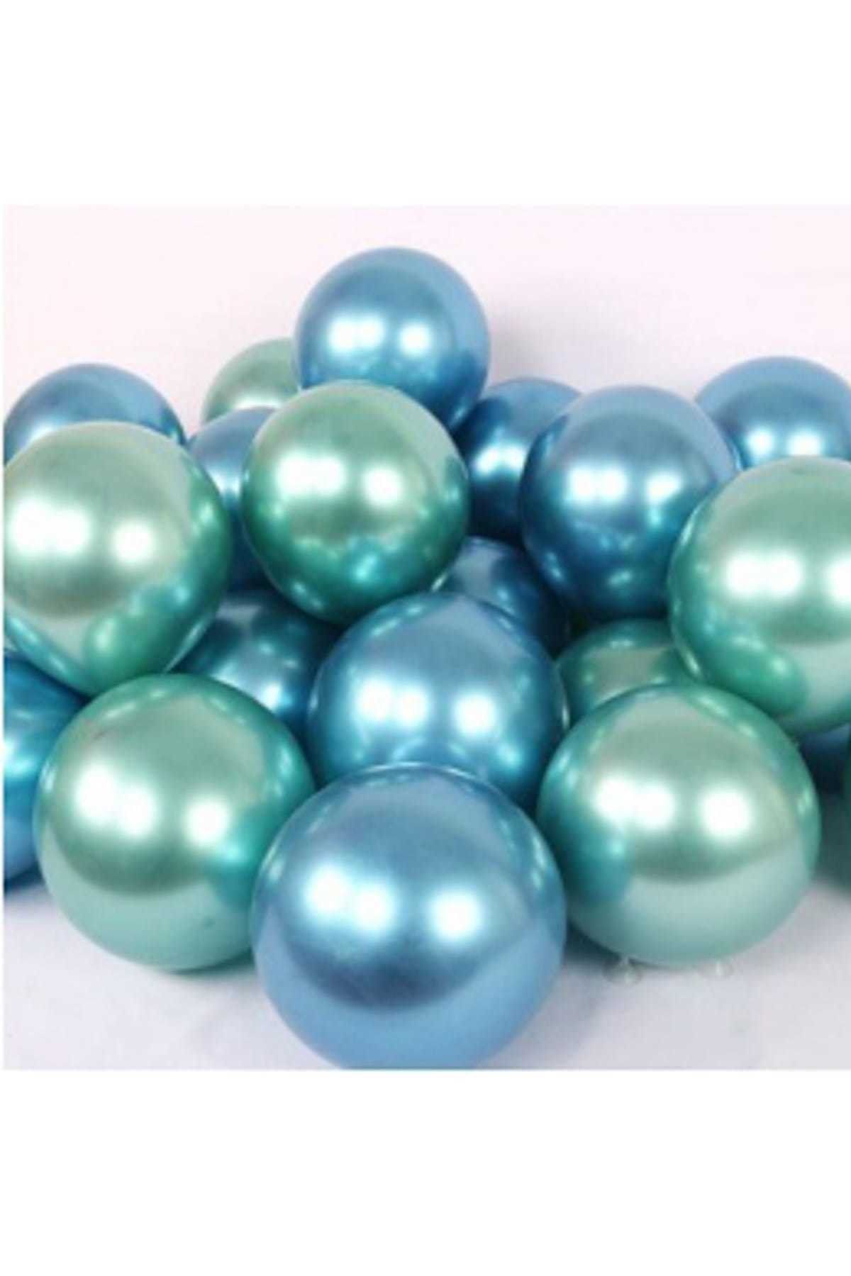 Parti Dolabı Krom Parlak Metalik Yeşil-Mavi Renk 10'Lu Balon