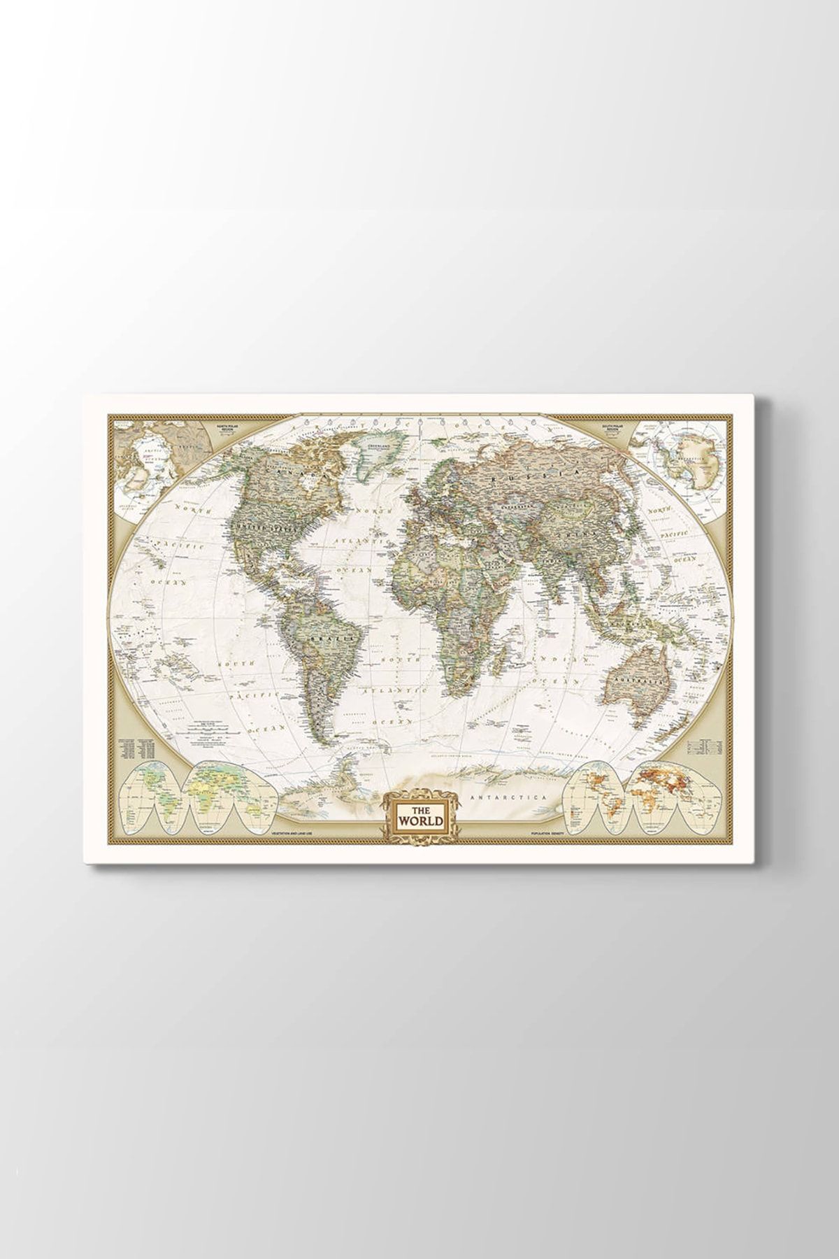 TabloShop Dünya Siyasi Haritası (Model 1) - (ÖLÇÜSÜ 100x70 cm)