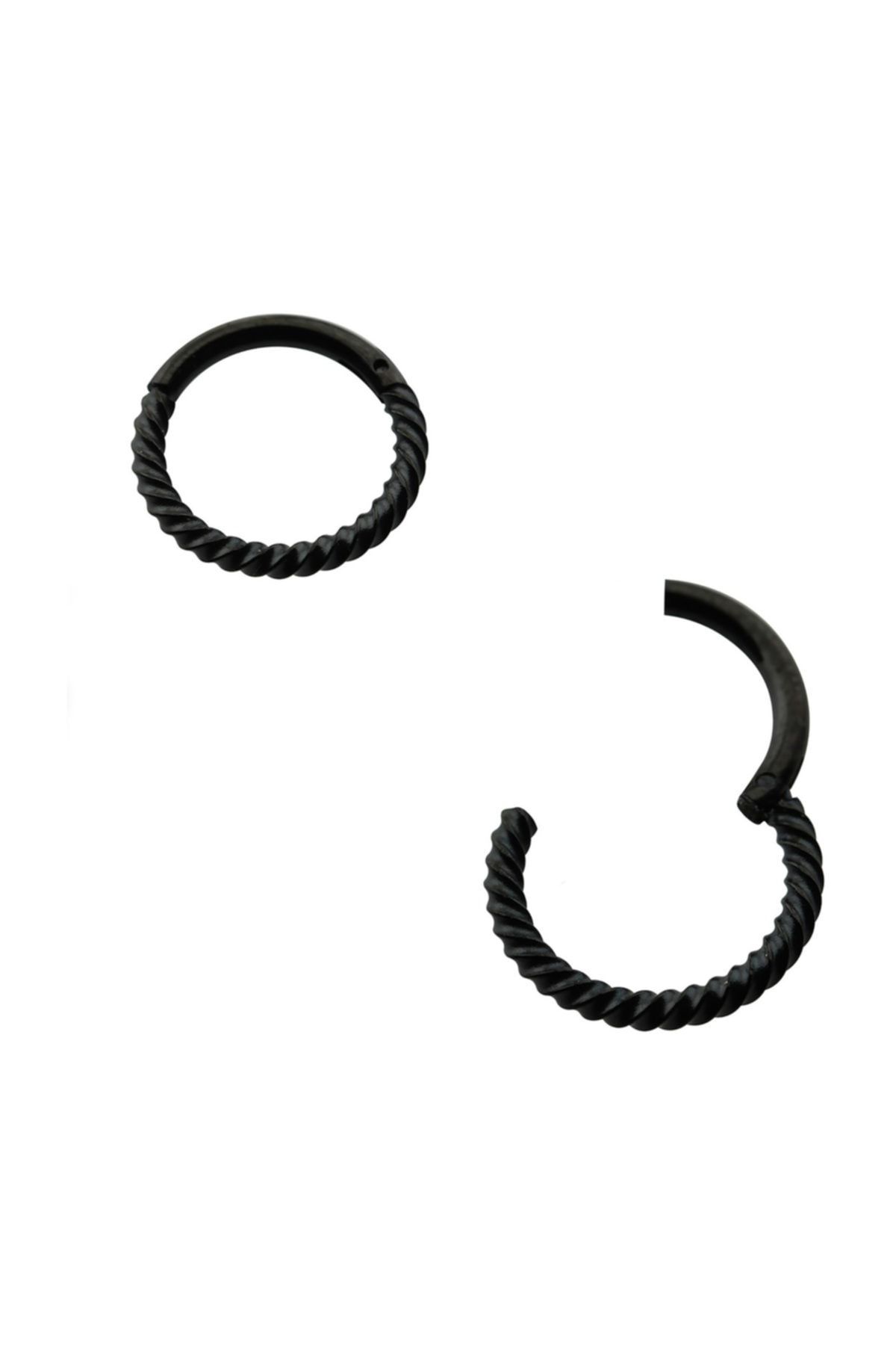 Cadının Dükkanı Çelik Siyah Burma Halka Tragus-helix-kıkırdak-burun Piercing (çap 10 mm)