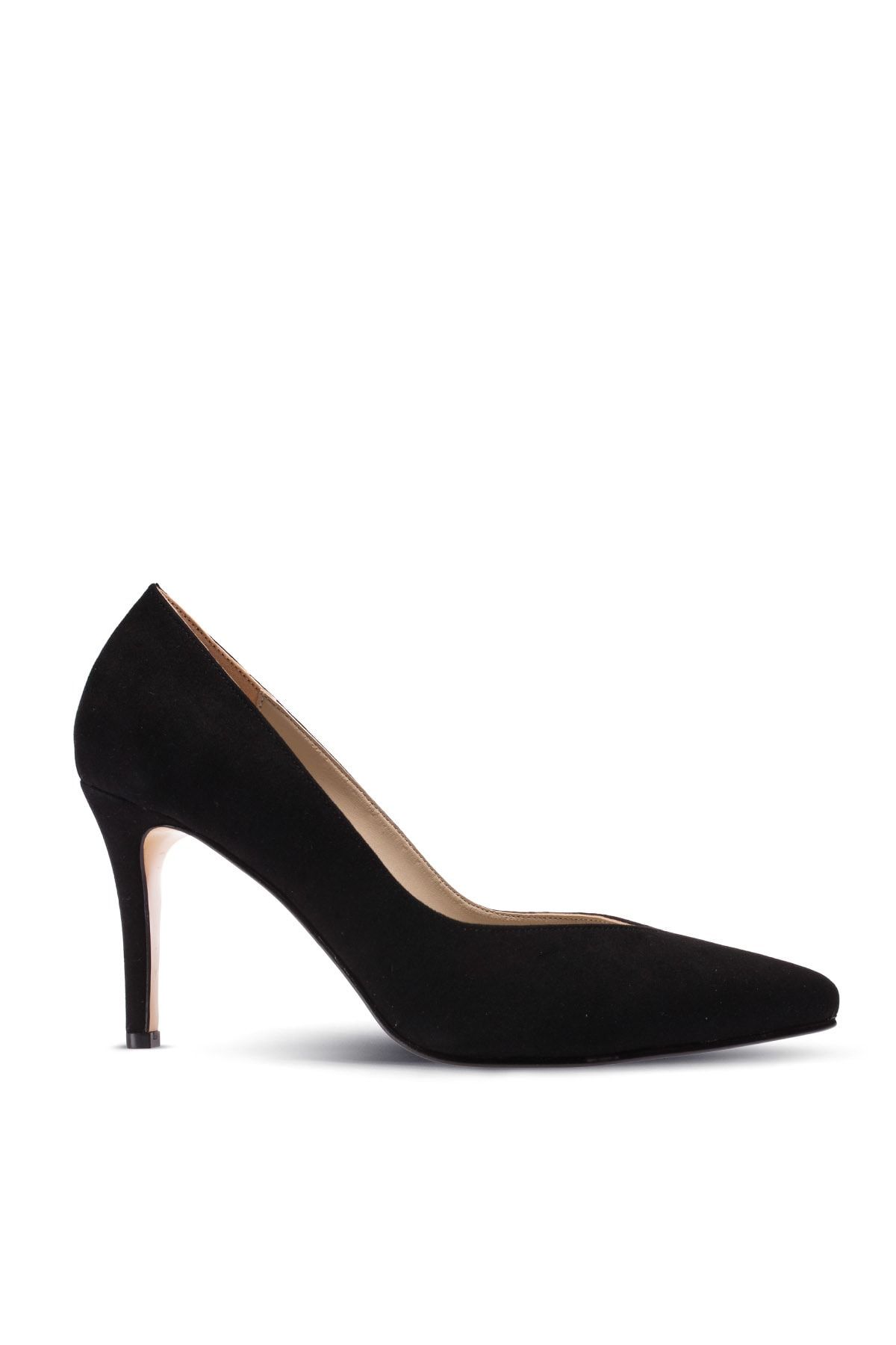 Deery Siyah Süet Kadın Klasik Topuklu Ayakkabı 02048ZLCVM01