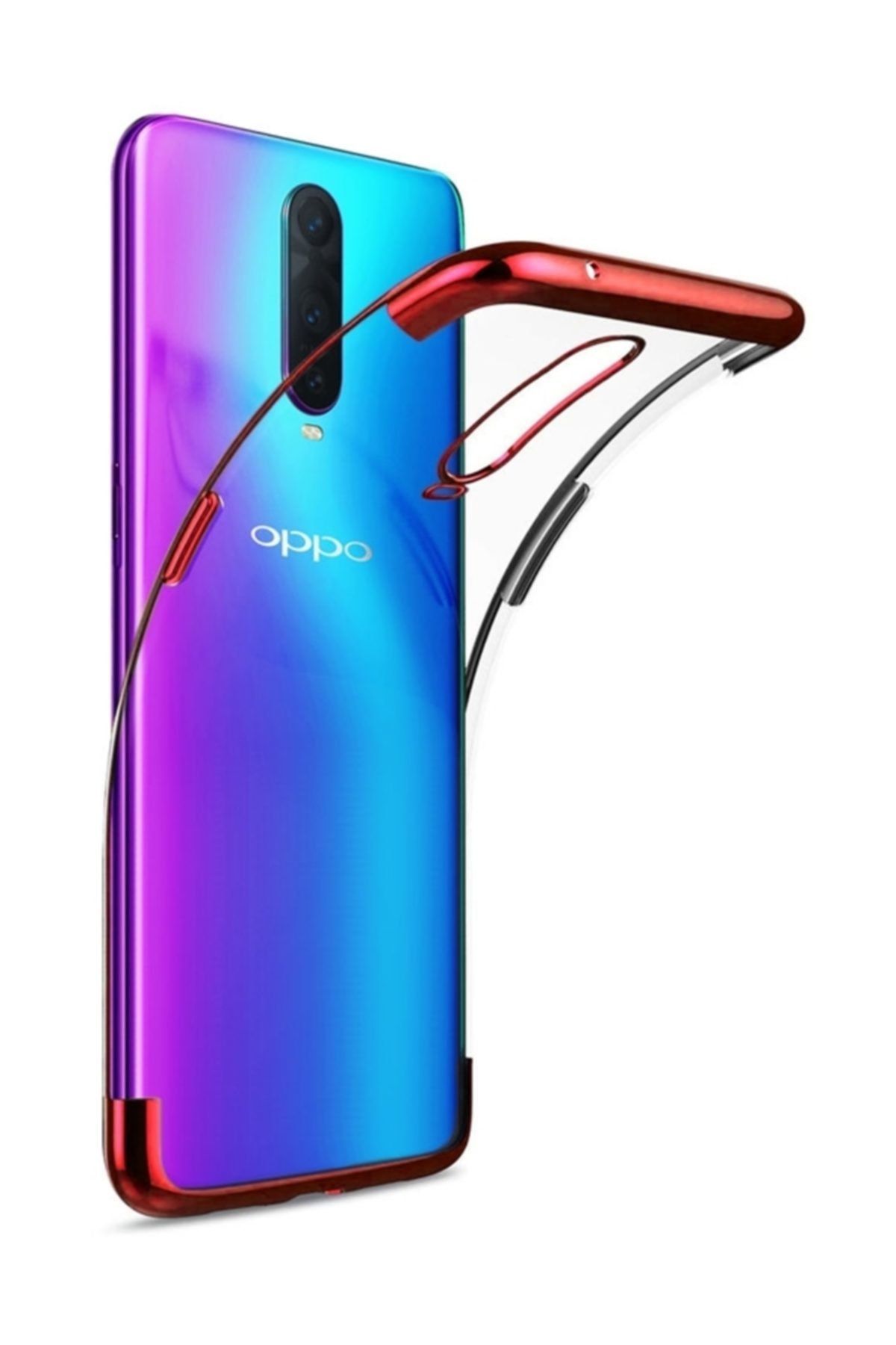 CaseStreet Oppo Rx17 Pro Kılıf Colored Silicone Yumuşak+nano Glass Kırmızı
