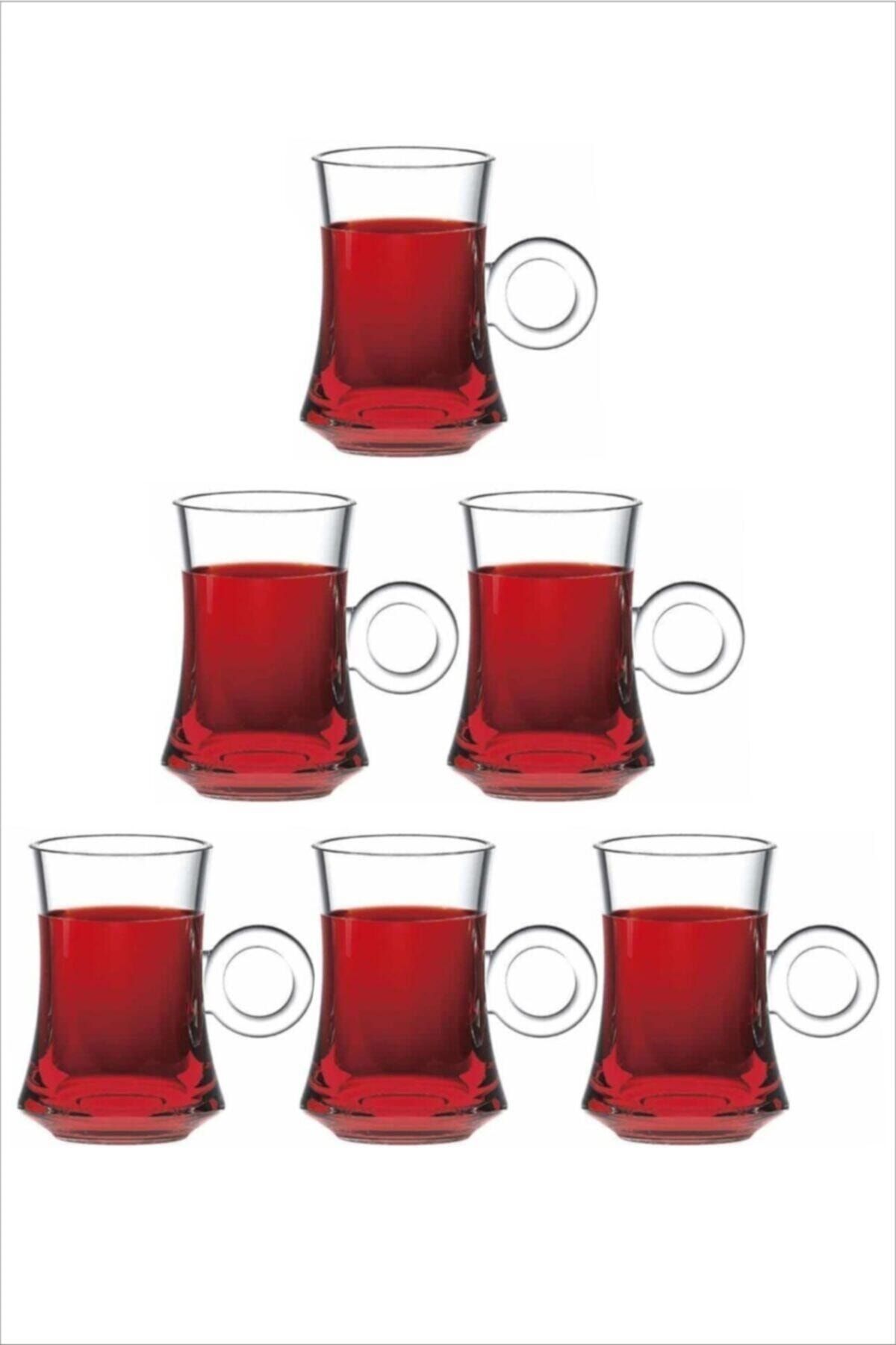 Perotti Gian 6'lı Kulplu Dayanıklı Cam Çay Bardağı & Fincanı Seti 140 ml