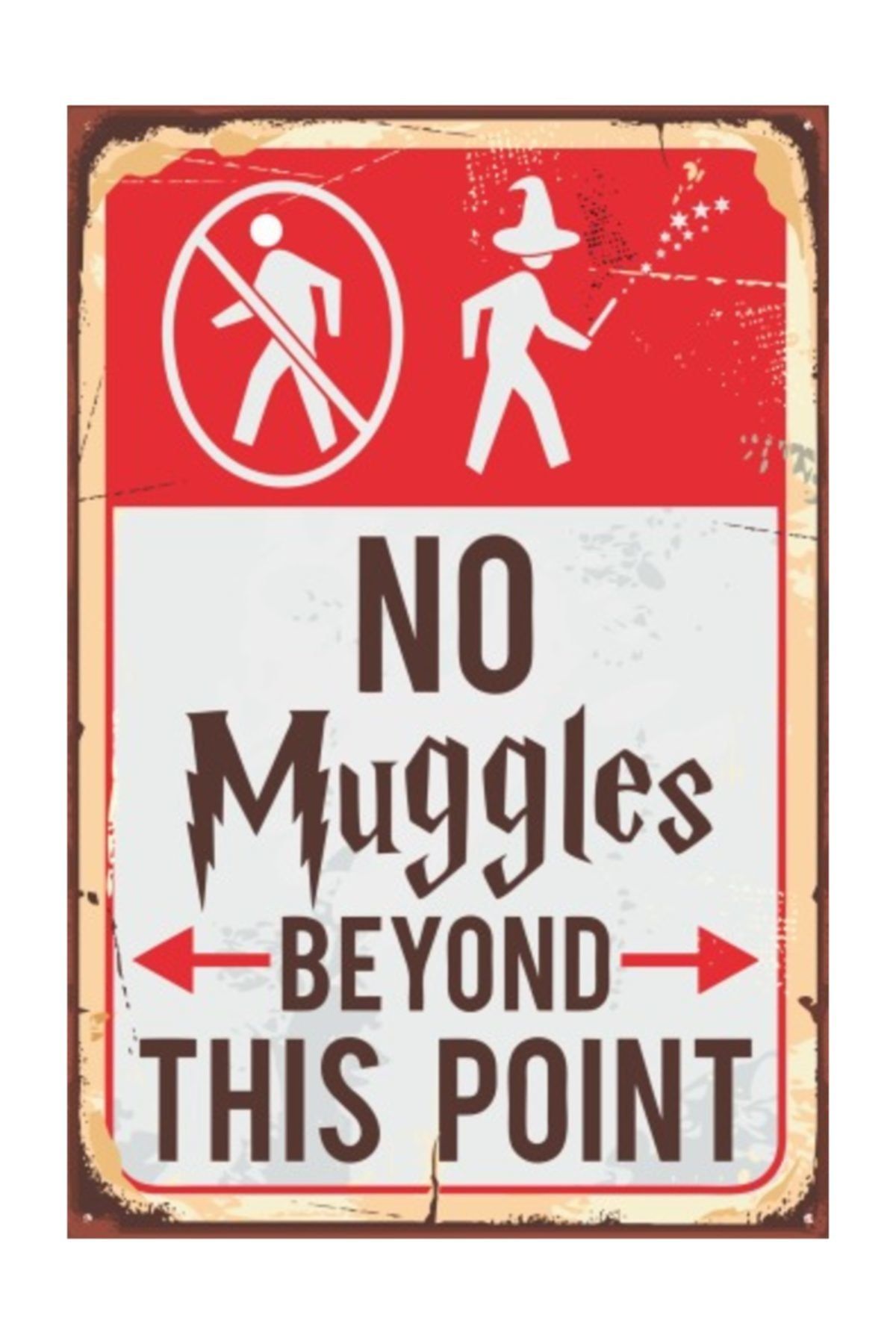 Hayat Poster Harry Potter No Muggles Beyond This Point Retro Vintage Ahşap Poster