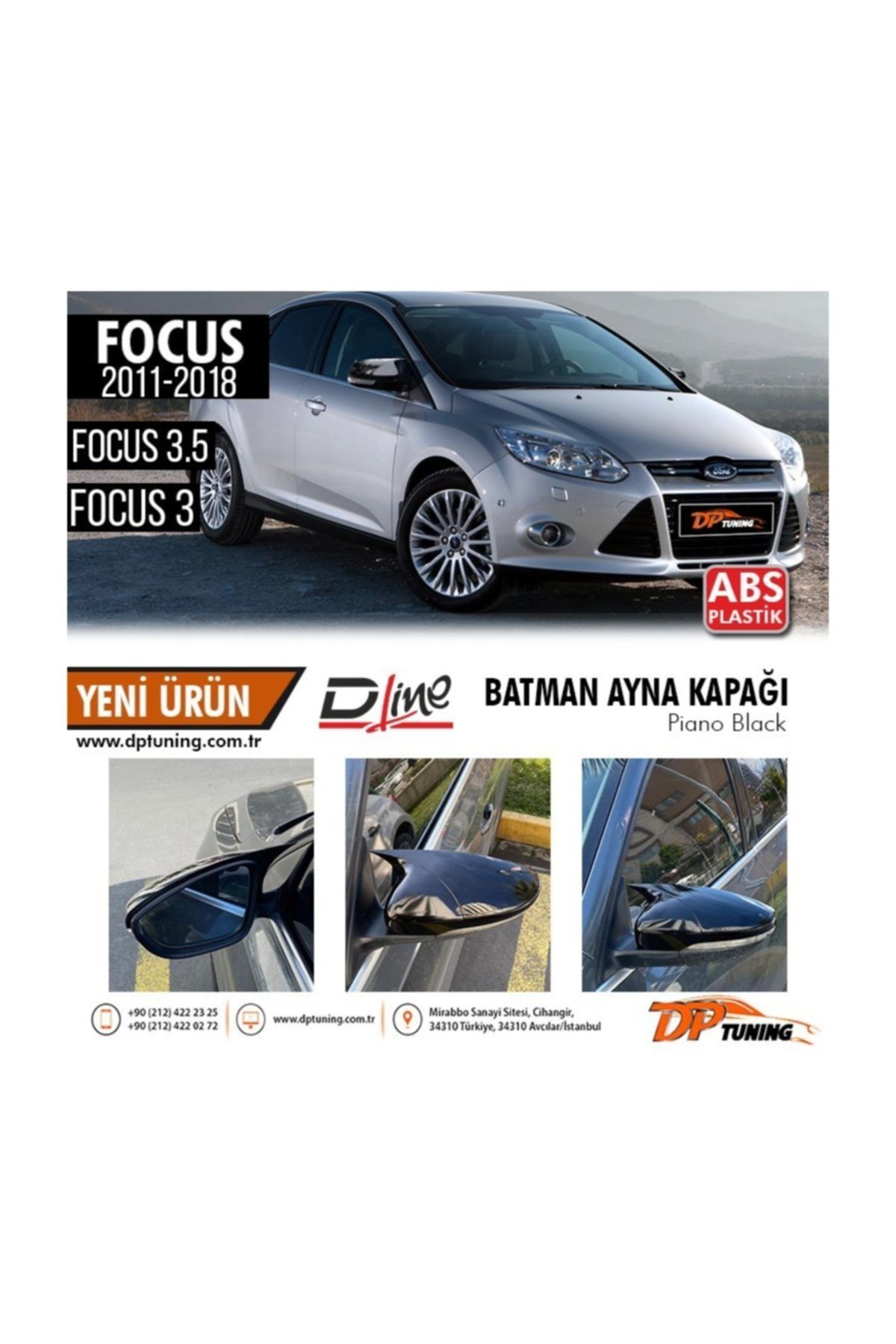DP Ford Focus Yarasa Ayna Kapağı Parlak Siyah 3-3.5 (2011 - 2018)