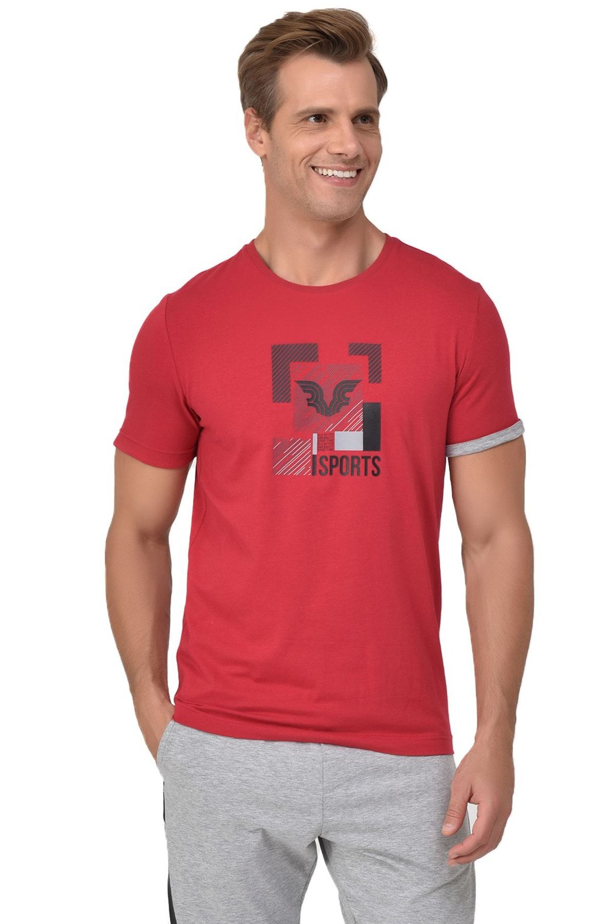 bilcee Kırmızı Erkek T-Shirt GS-8807