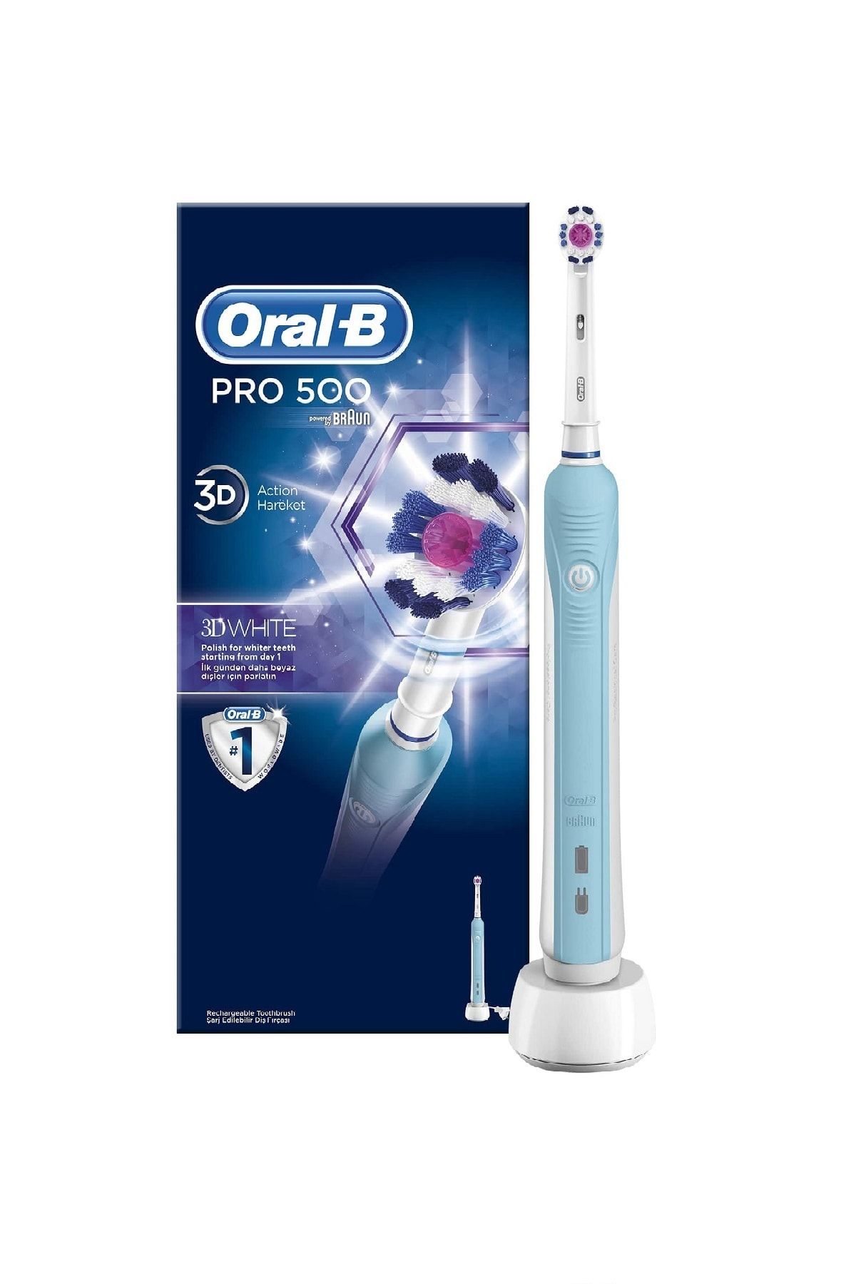 Oral-B Pro 500 3D White Şarj Edilebilir Diş Fırçası