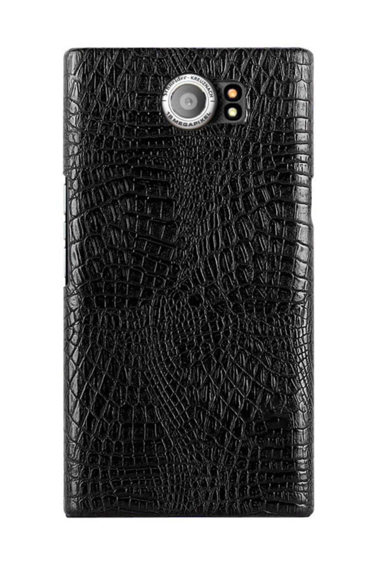 Microcase Blackberry Priv Crocodile Timsah Deri Kaplama Sert Rubber Kılıf - Siyah
