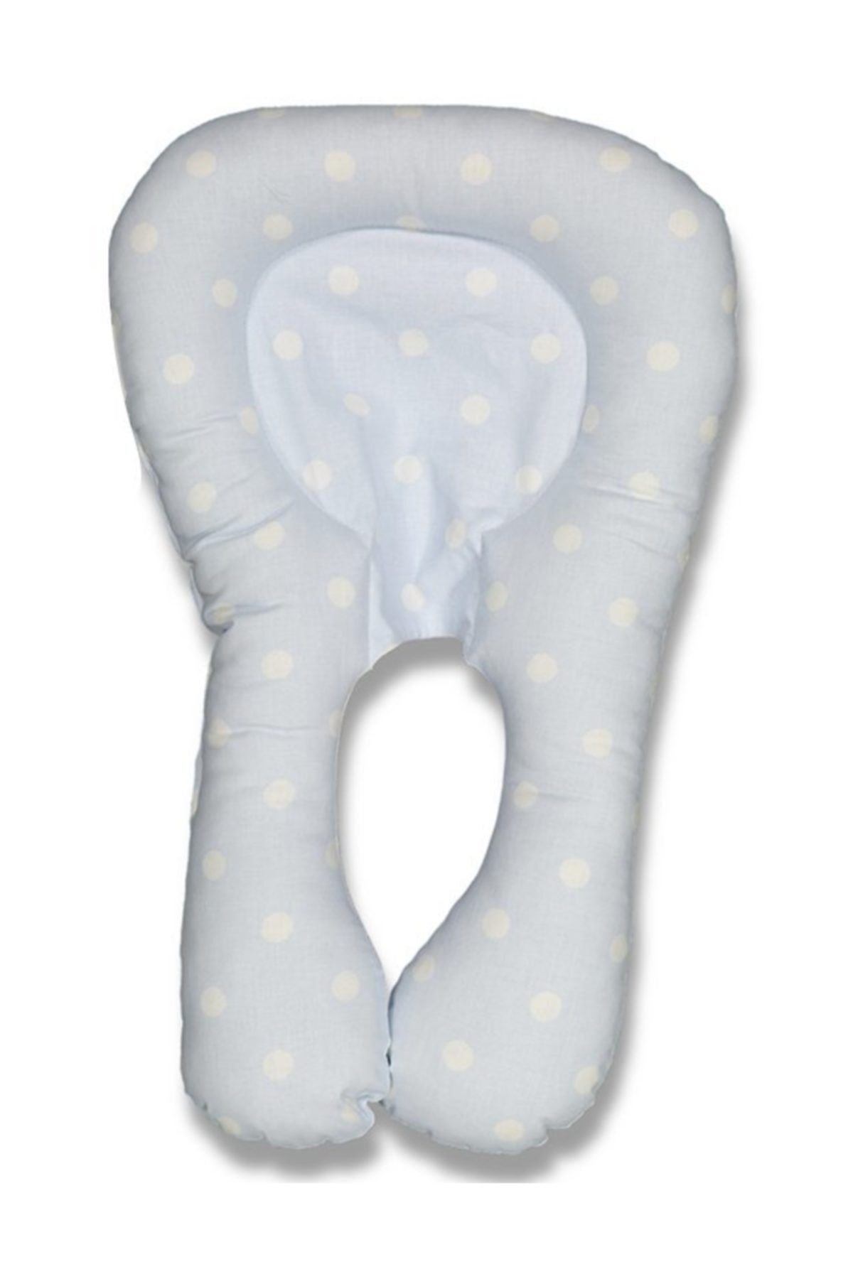 bebegen Mavi Beyaz Puanlı Puset Yastığı Boyunluk
