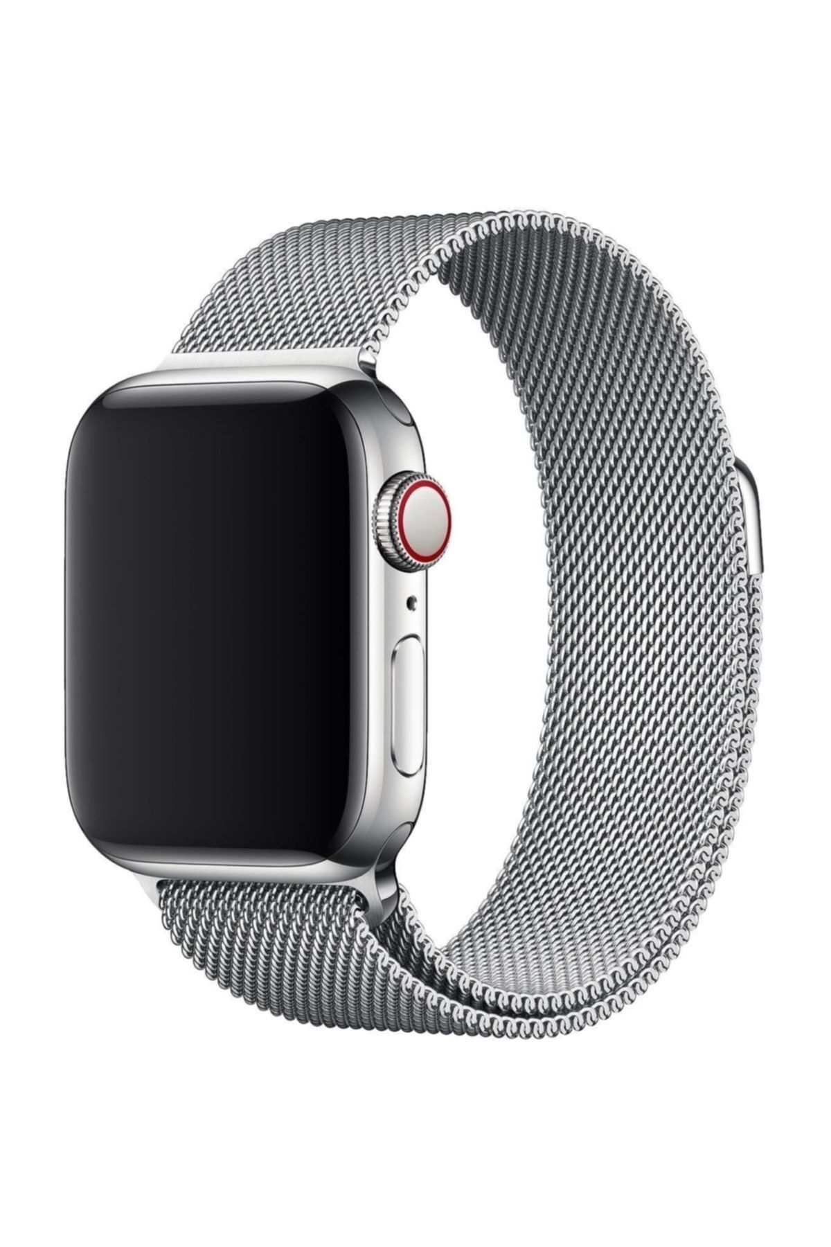 TahTicMer Apple Watch 38 Mm Çelik Kayış Hasır Örme Kordon Milano Gümüş