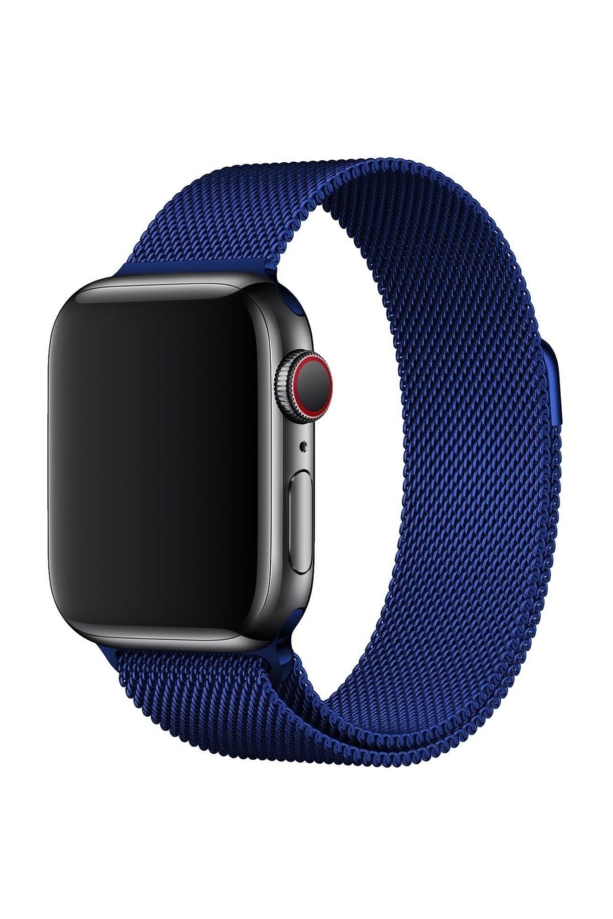 TahTicMer Apple Watch 40 Mm Çelik Kayış Hasır Örme Kordon Milano Mavi