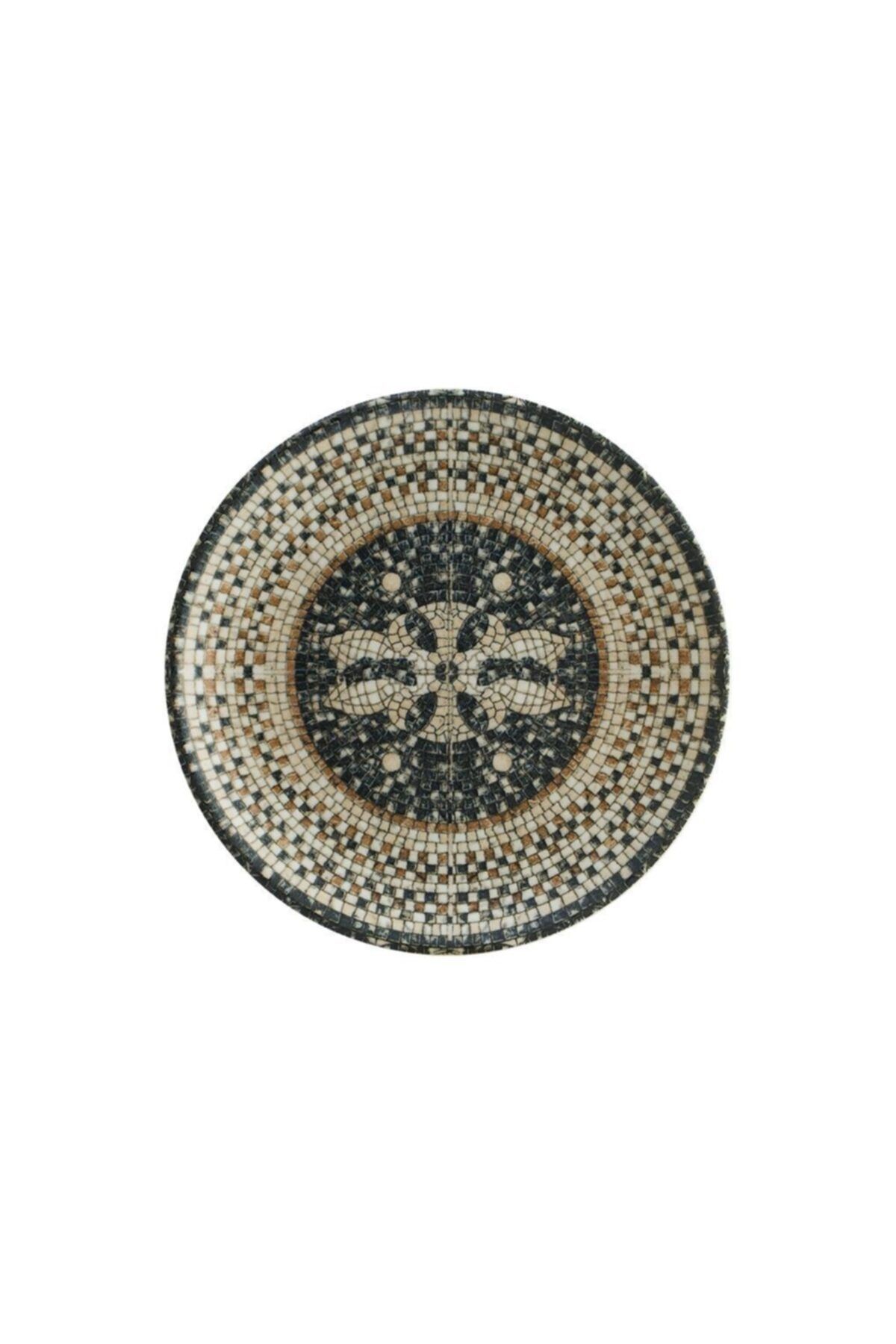 Bonna Porselen Mezopotamya Mozaik 3'lü Siyah Gourmet Düz Tabak 19 Cm