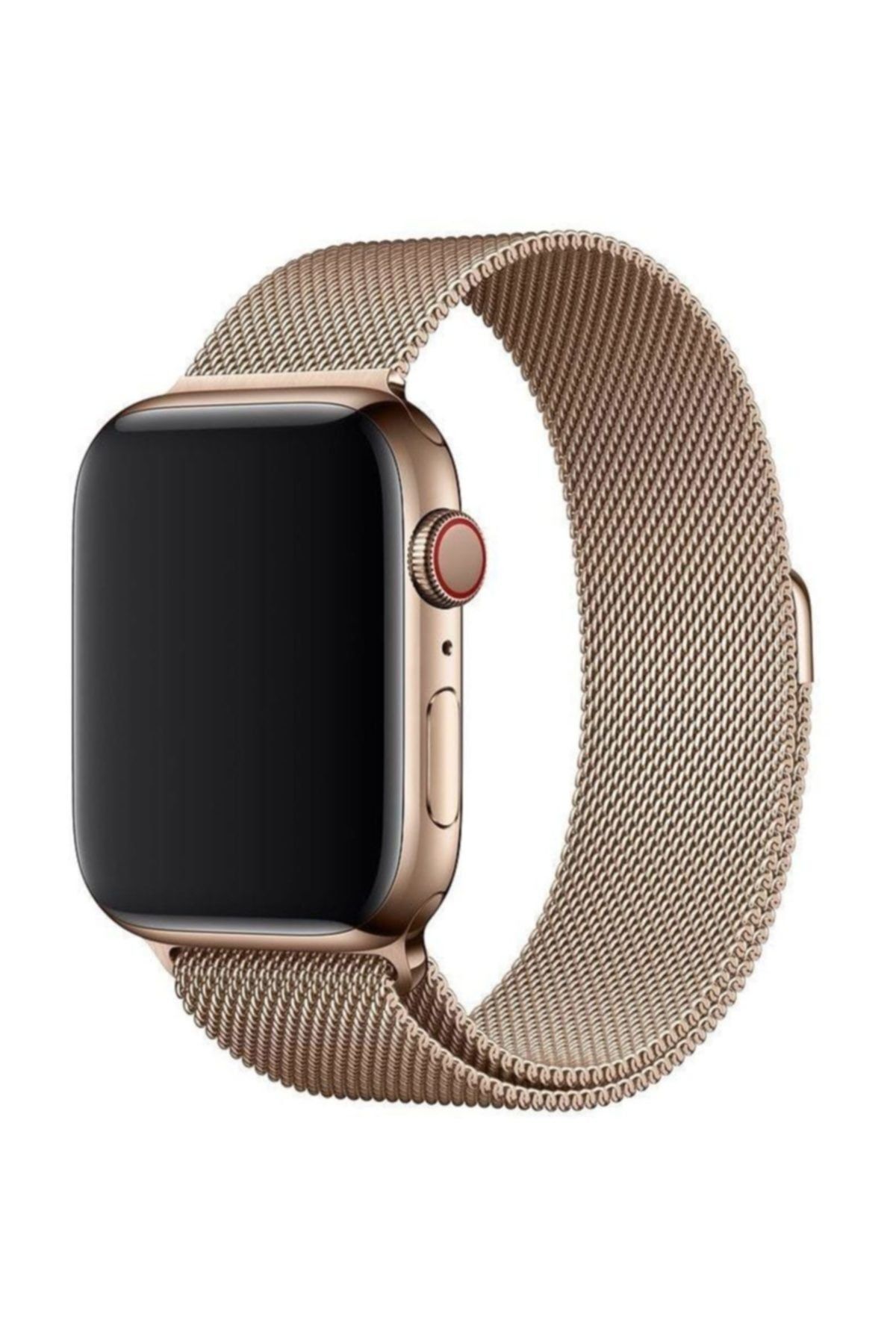 TahTicMer Apple Watch 44 Mm Çelik Kayış Hasır Örme Kordon Milano Gold