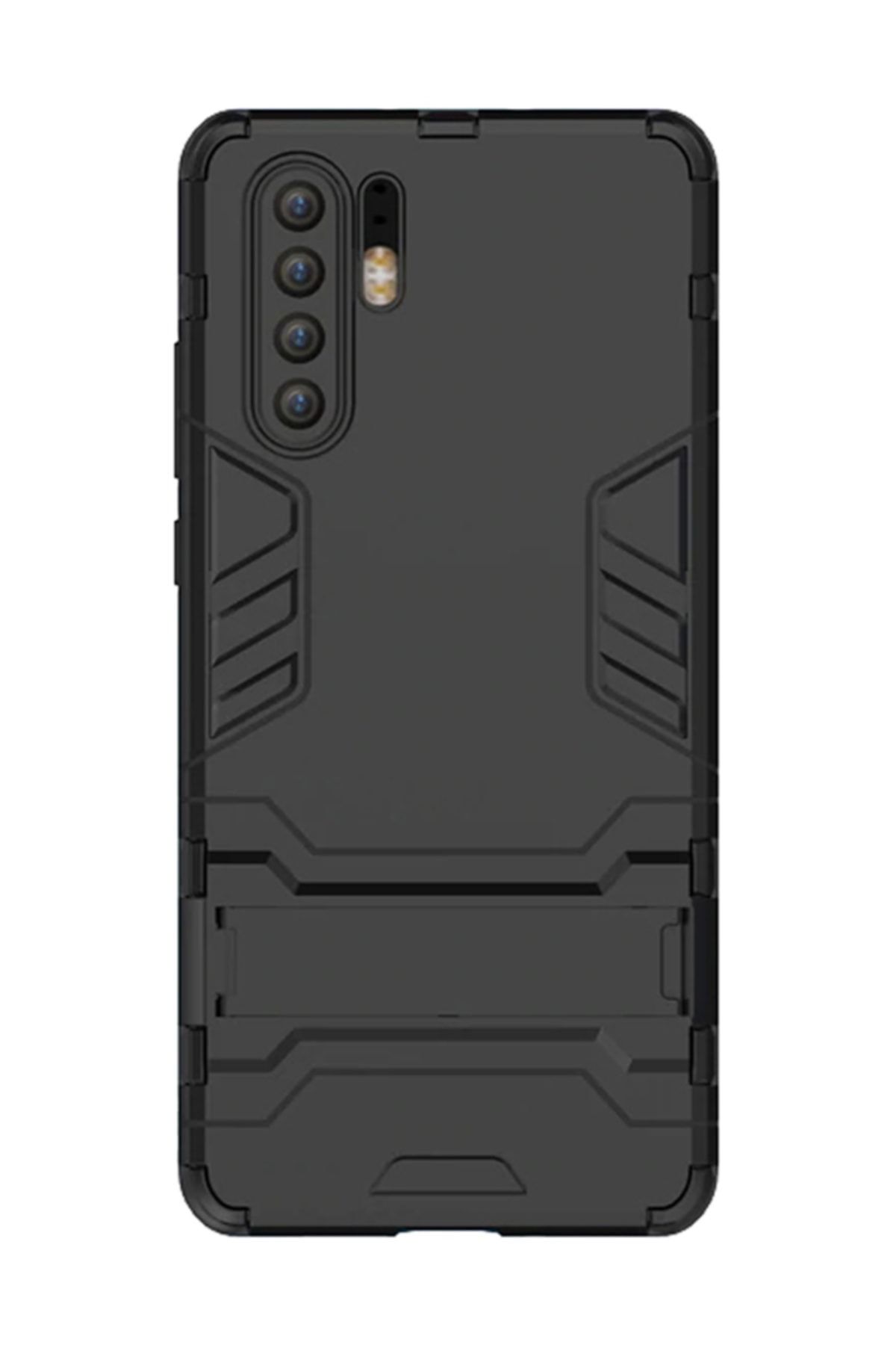 Microcase Huawei P30 Pro Alfa Serisi Armor Standlı Perfect Protect Koruma Kılıf - Siyah