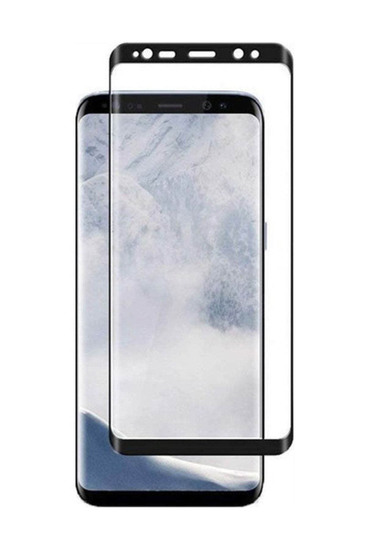 Microcase Samsung Galaxy S8 3d Curved Tam Kaplayan Tempered Glass Cam Koruma - Siyah