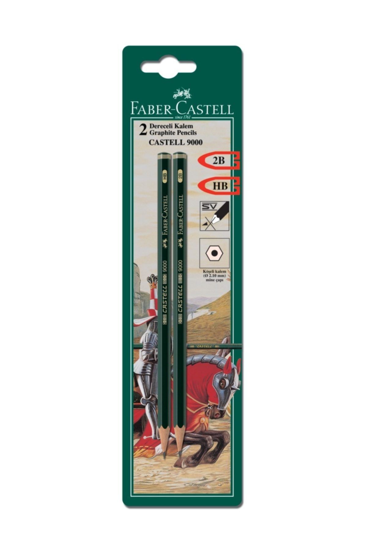 Faber Castell Bls. Castell 9000 Dereceli Kurşunkalem 2b-hb, 2'li
