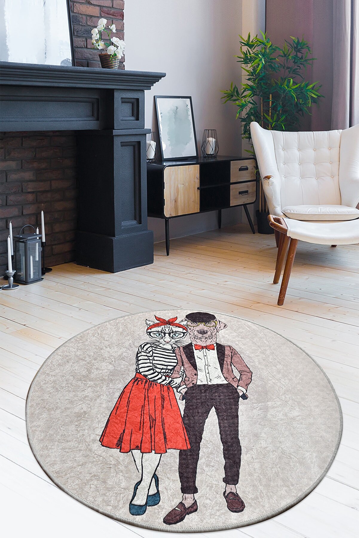 Chilai Home Best Couple Djt Çap Dekoratif Marka Yıkanabilir Kaymaz Taban Halı