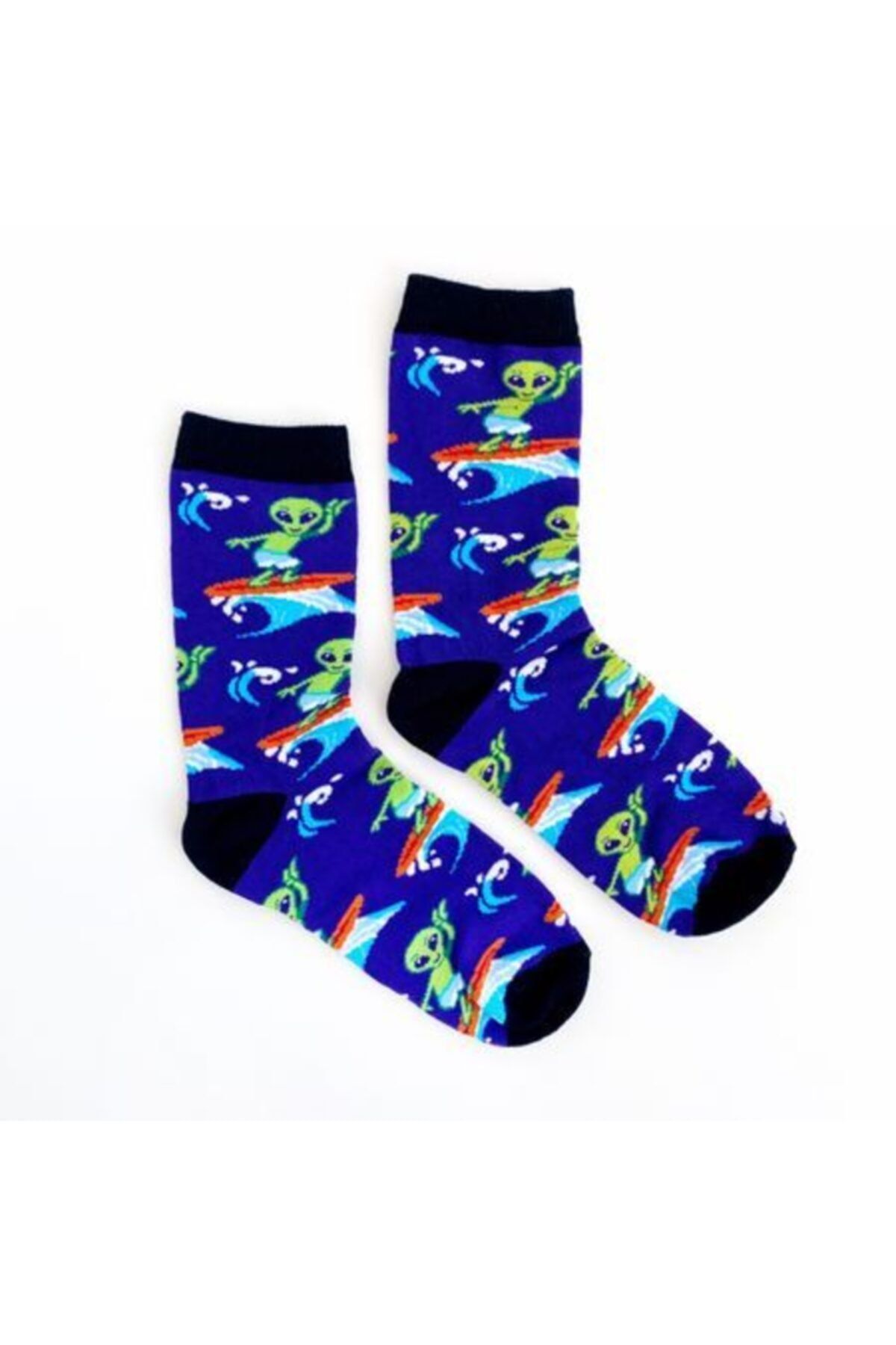 Bikutumutluluk Hediyelik - N280 - Mor Uzaylı Sörfçü Çorap