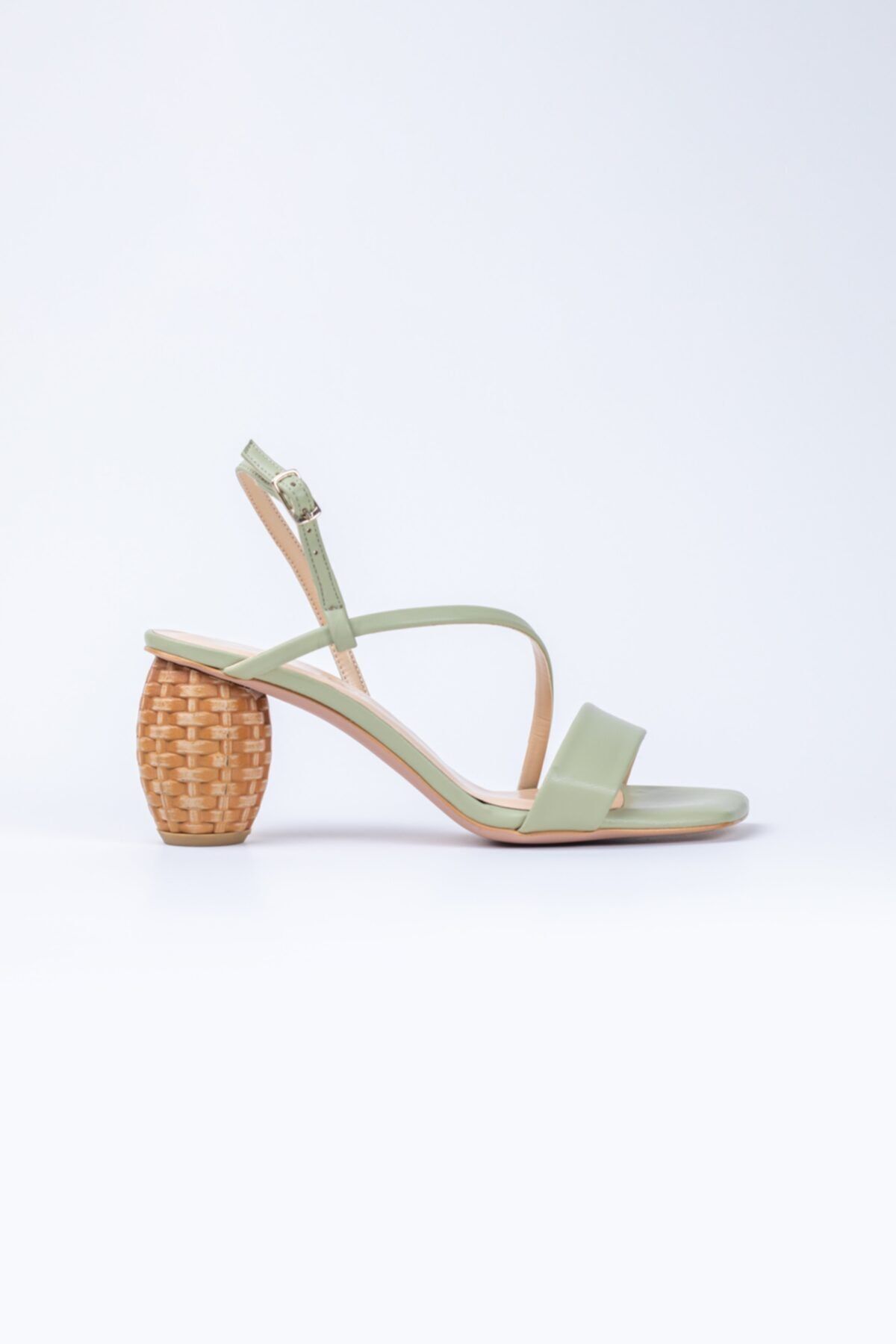 Nervia Kadın Su Yeşili Hasır Örme Topuklu Sandalet
