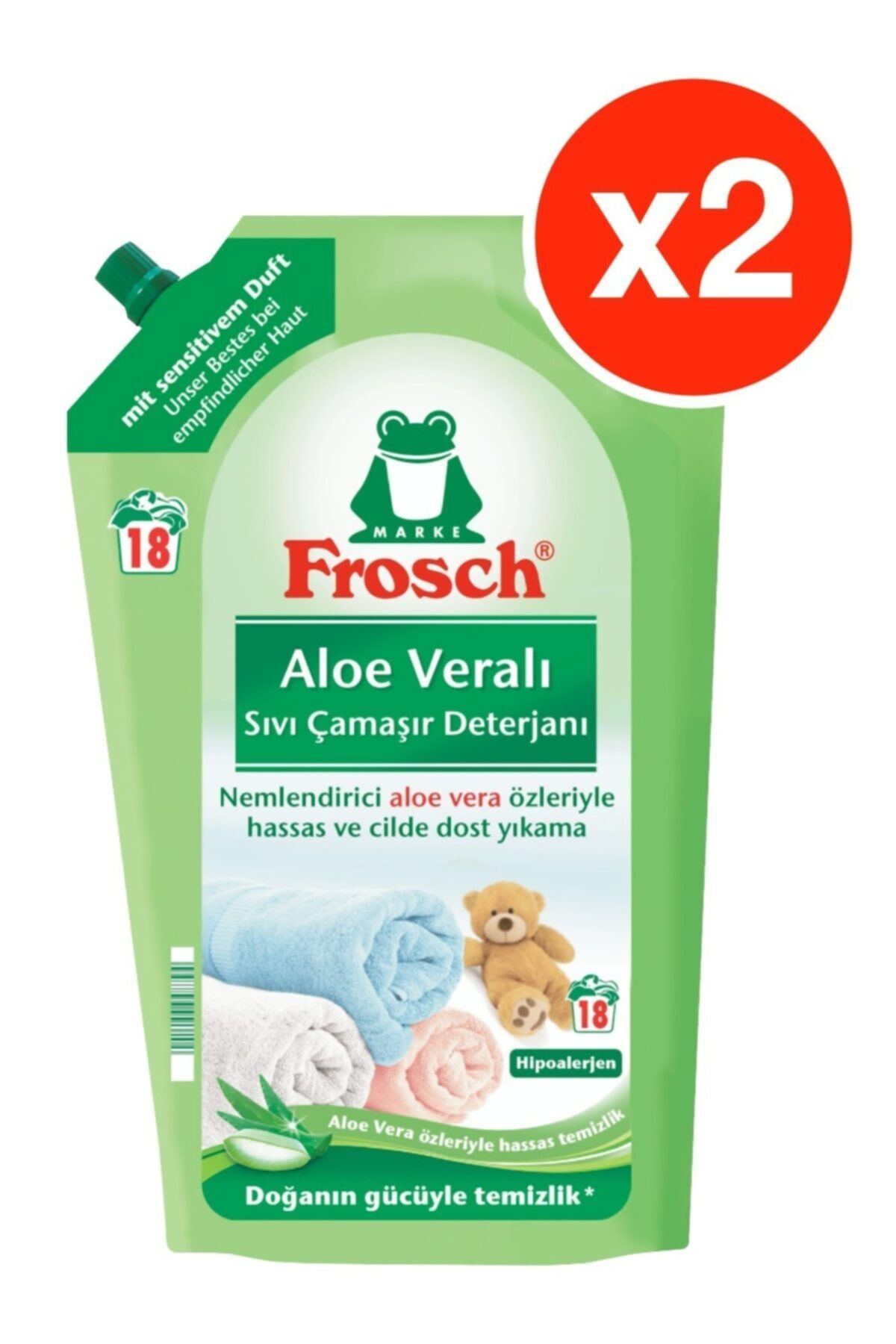 Frosch Aloe Veralı Sıvı Çamaşır Deterjanı ( Beyazlar & Renkliler ) 1.8 L X 2 Adet