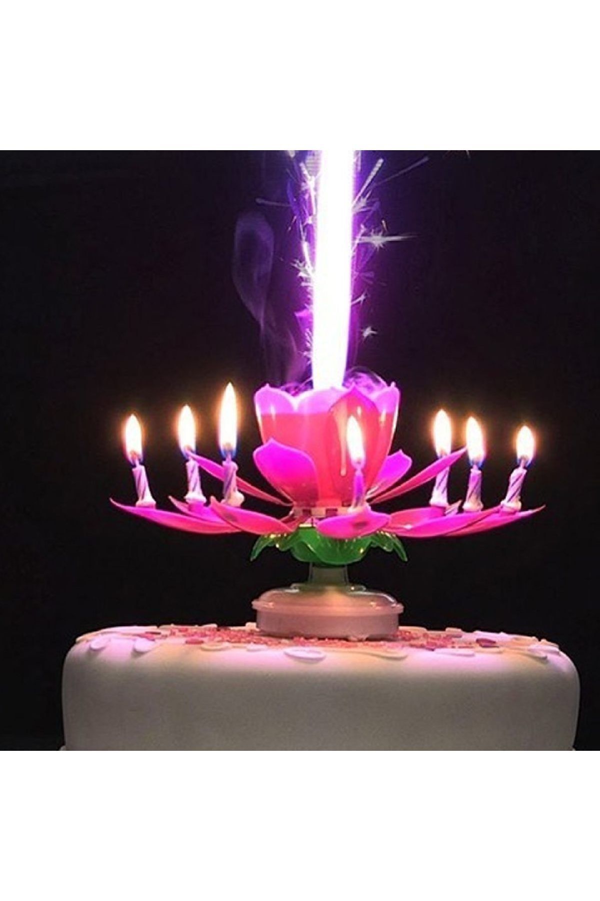 Huzur Party Store Pembe Renk Happy Birthday Melodili Müzikli Sihirli Kendinden Açılan Doğum Günü Pasta Parti Mumu