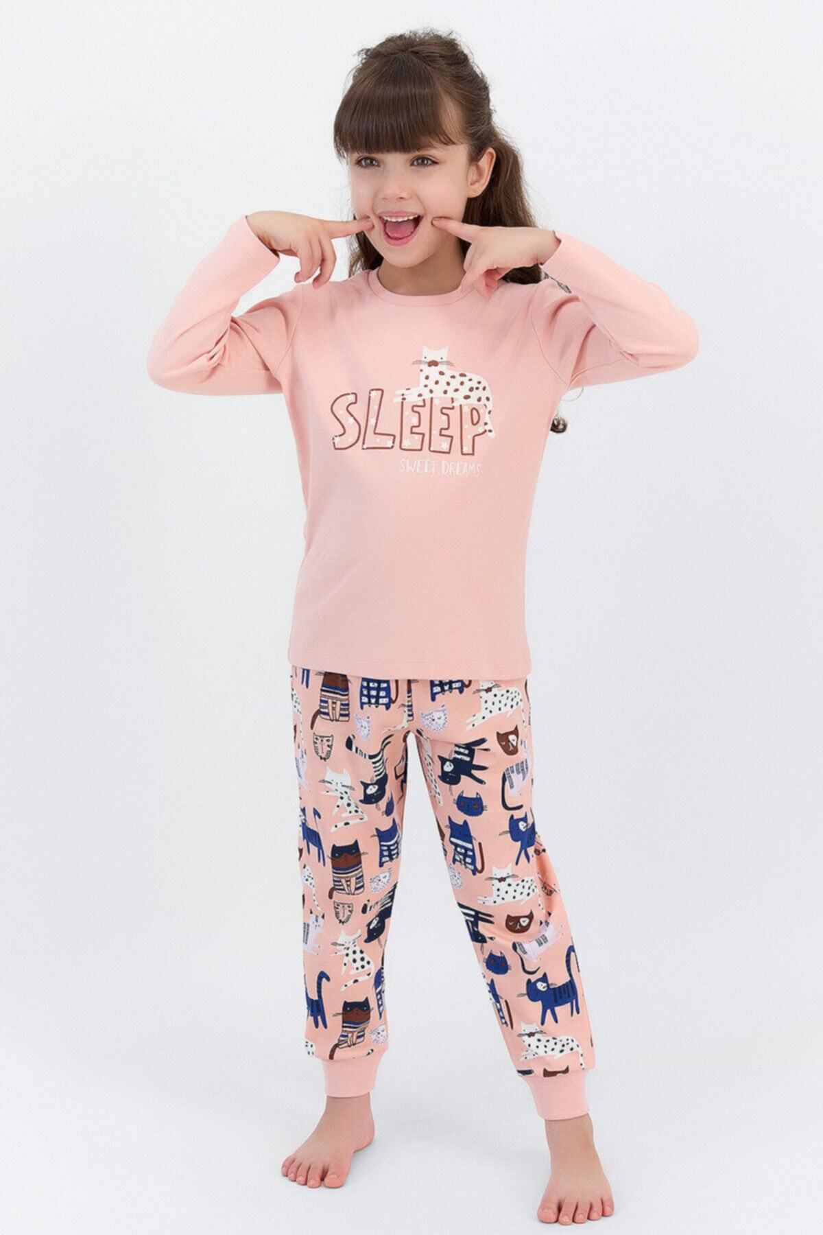 Rolypoly Sleep Mocha Kız Çocuk Mevsimlik Uzun Kol Pijama Takımı