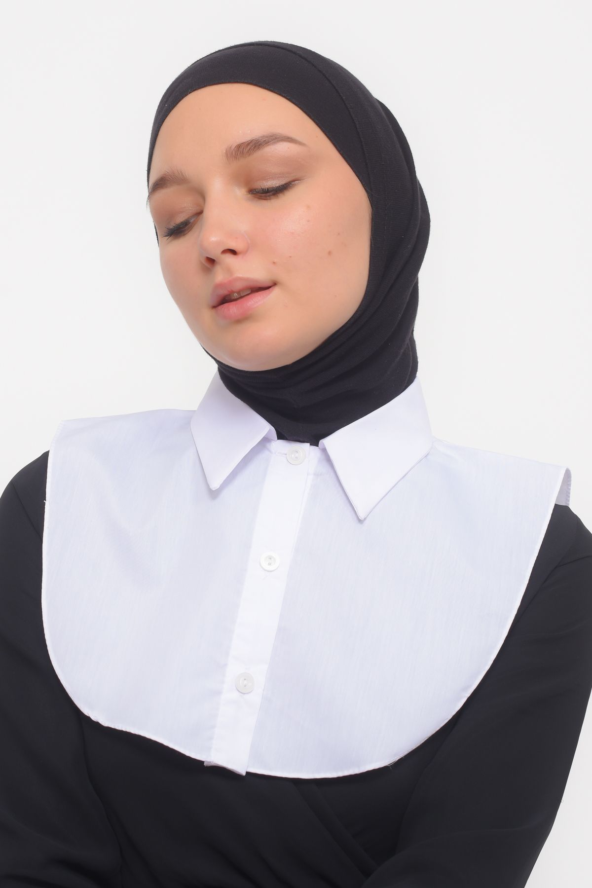 Altobeh Kadın Düz Gömlek Yaka Hazır Tesettür Iç Boyunluk Kurtarıcı Yakalık - Beyaz