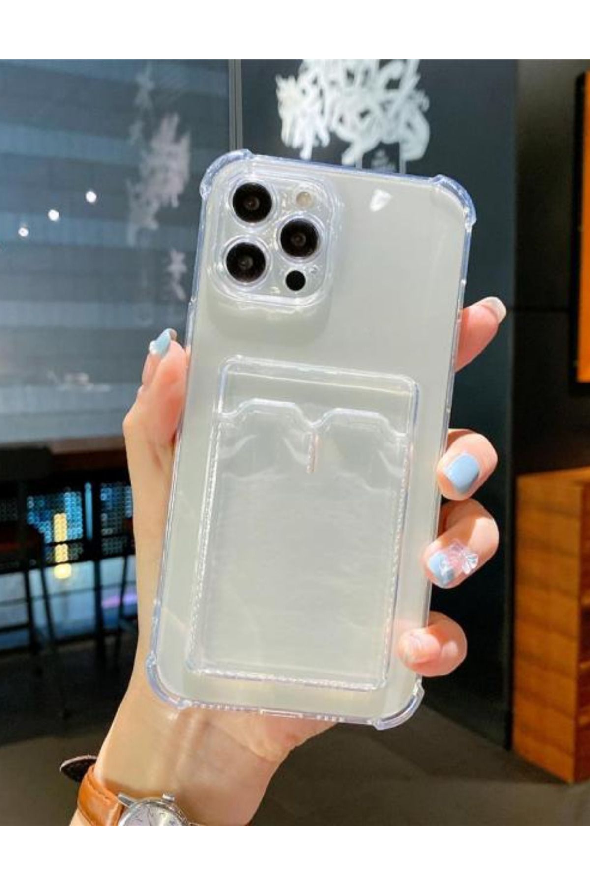 KVK PRİVACY Iphone 11 Pro Max Kılıf Şeffaf Kartlıklı Antishock Darbeye Dayanıklı Kamera Korumalı Yumuşak Silikon