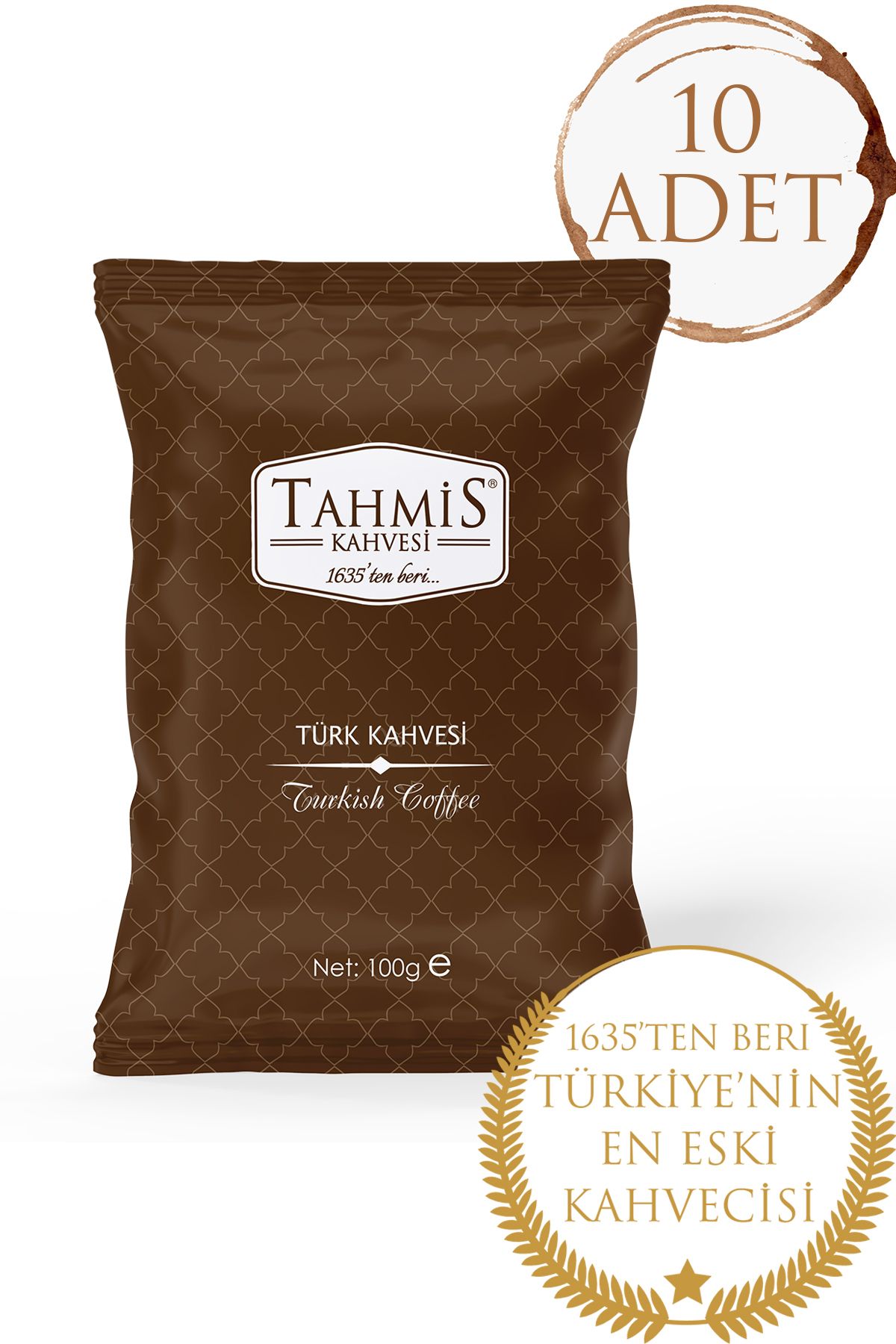 Tahmis 10'lu Türk Kahvesi Orta Kavrulmuş 100 gram Paket Seti
