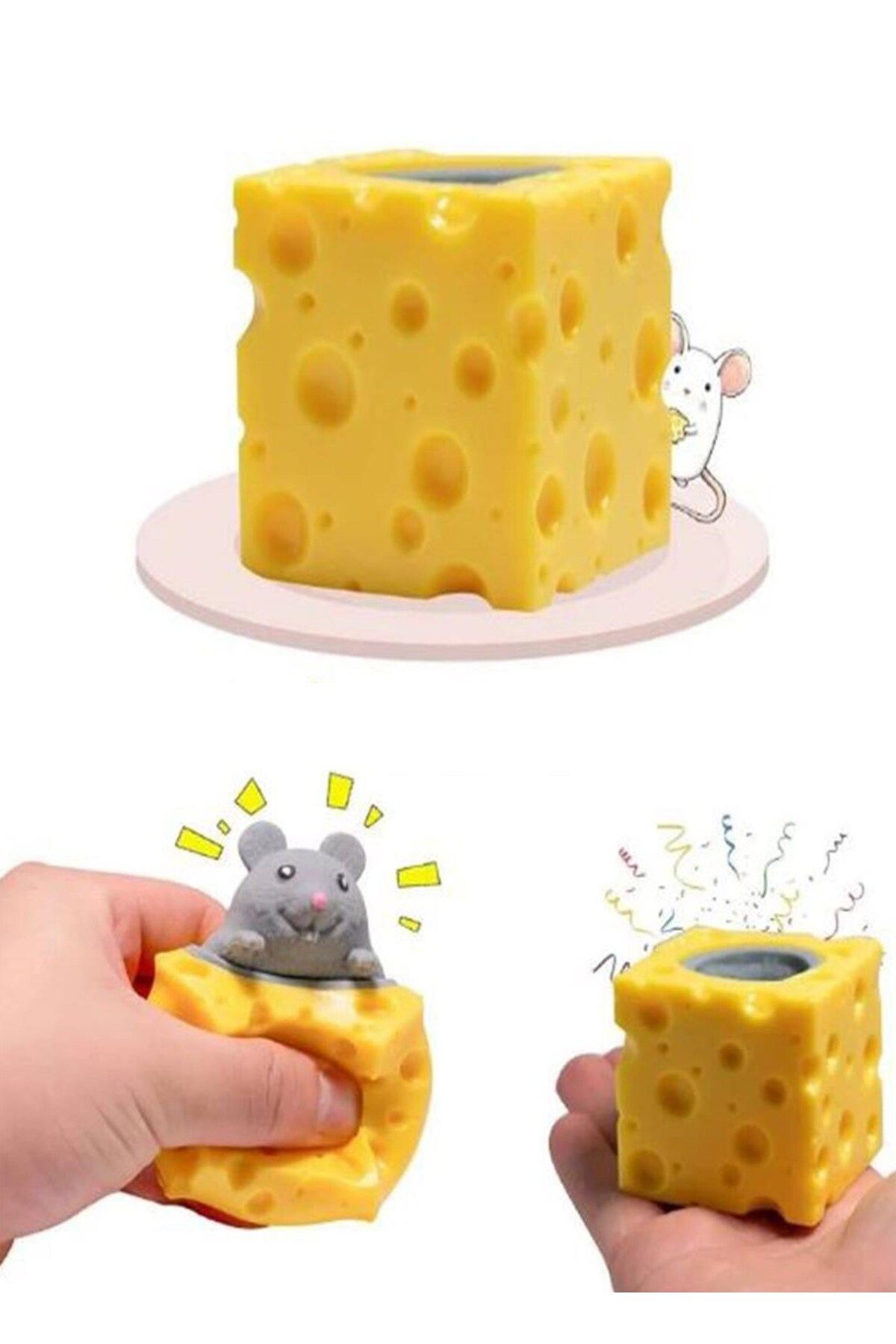 Hyd  Işıklı Peynir Fare Sukuşi Stres Oyuncağı 1 Adet