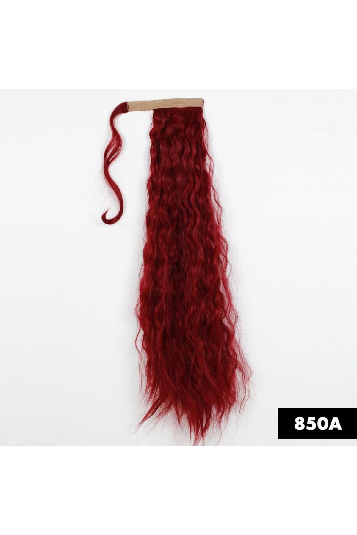 Eva Peruk Kızıl Su Dalgalı Bağlamalı At Kuyruğu Saç