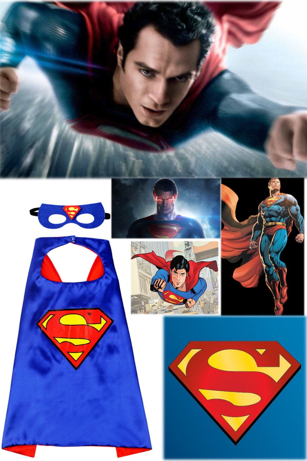 Utelips Superman Pelerin + Maske Kostüm Seti 70x70 cm Çocuklar İçin Pelerin Kostüm Tiyatro Hediyelik