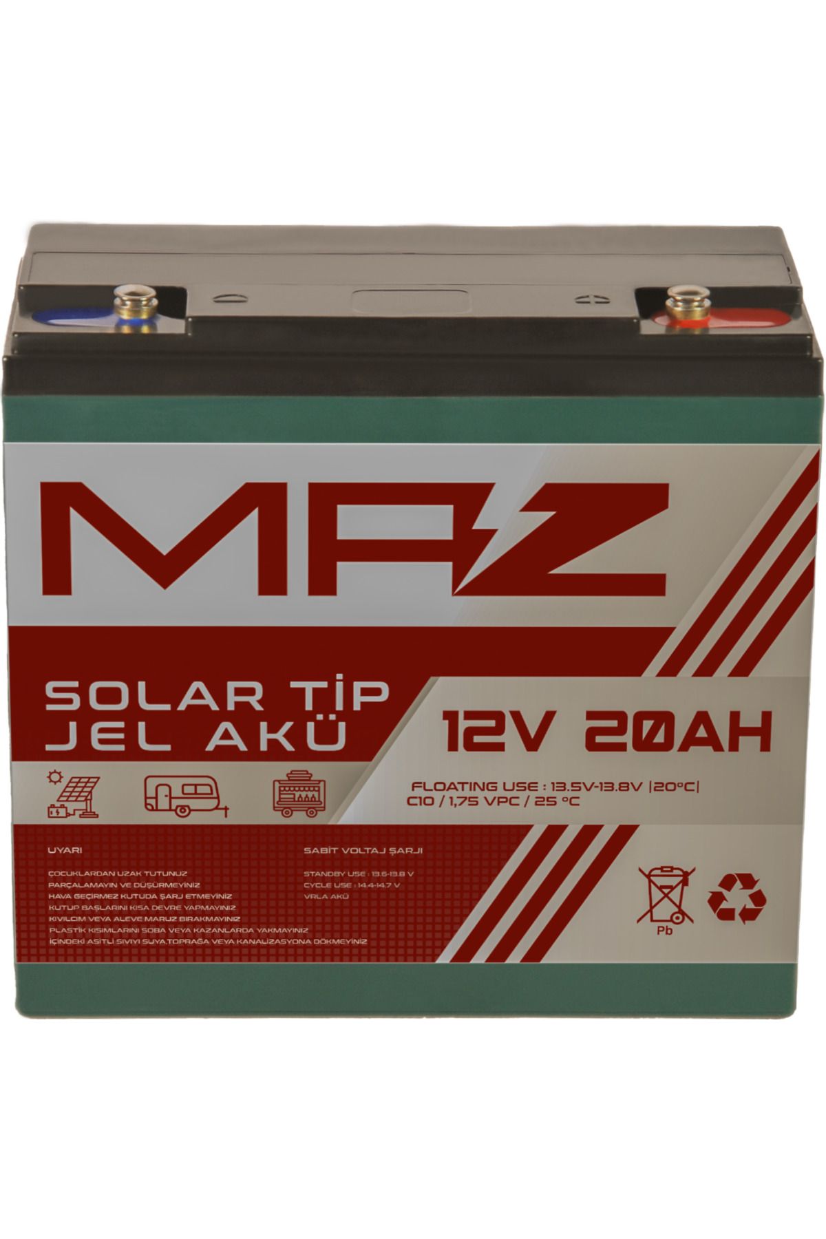 Maz Akü 12 Volt 20 Amper Solar Jel Akü 12V 20AH Güneş Paneli Akü