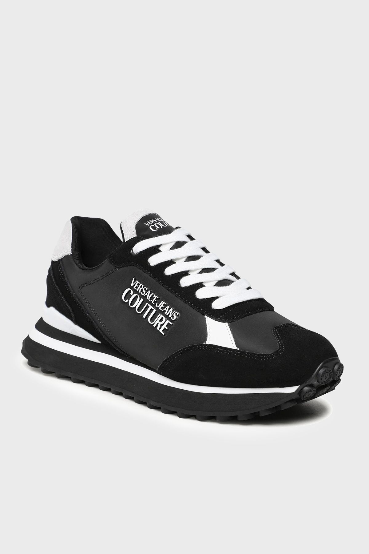 VERSACE JEANS COUTURE Logolu Deri Sneaker Ayakkabı Erkek Ayakkabı 74ya3se2 Zp076 L01
