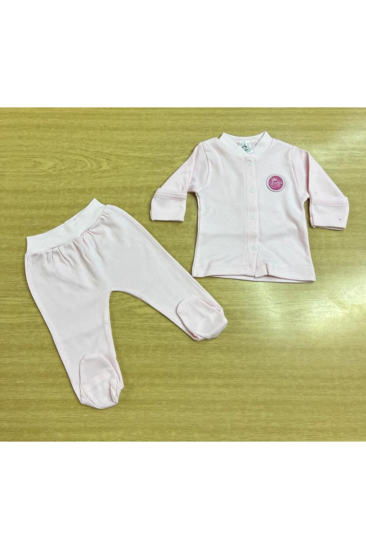 zerotenbaby Unisex Bebek Pembe Eldivenli Patikli Çıtçıtlı İkili Takım
