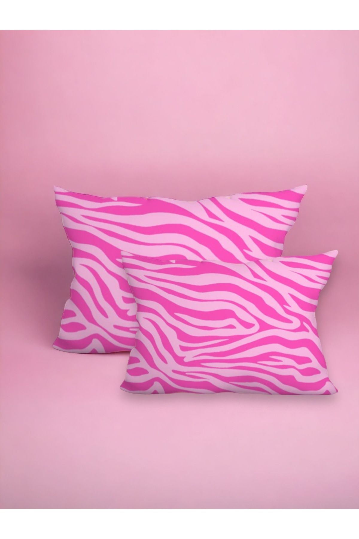 pistore İpek Saten Yastık Kılıfı 50x70 Cm Barbie Leopar Desenli Pembe 2'li Set