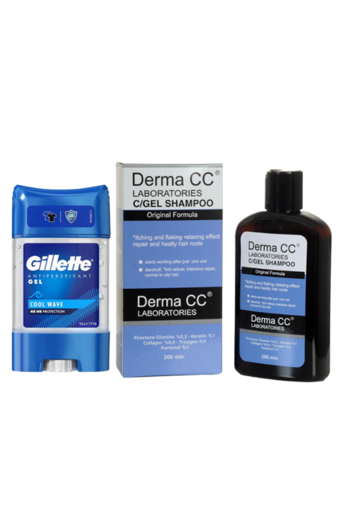 Gillette Antiperspirant Gel Cool Wave 70gr + Derma CC LABORATORIES C/Gel Onarım Şampuanı 200m