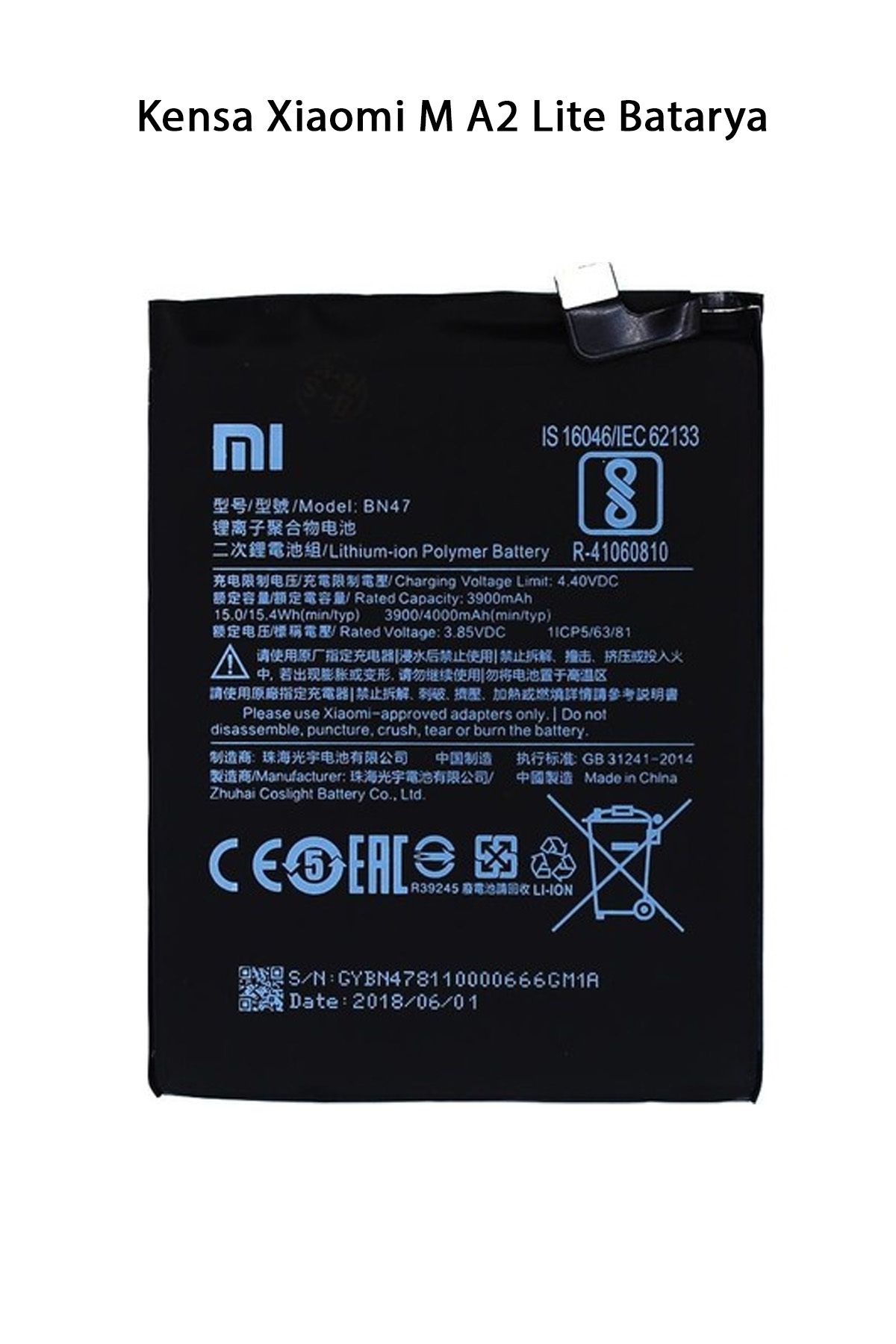 Genel Markalar Kensa Xiaomi M A2 Lite Batarya Pil 3900 Mah