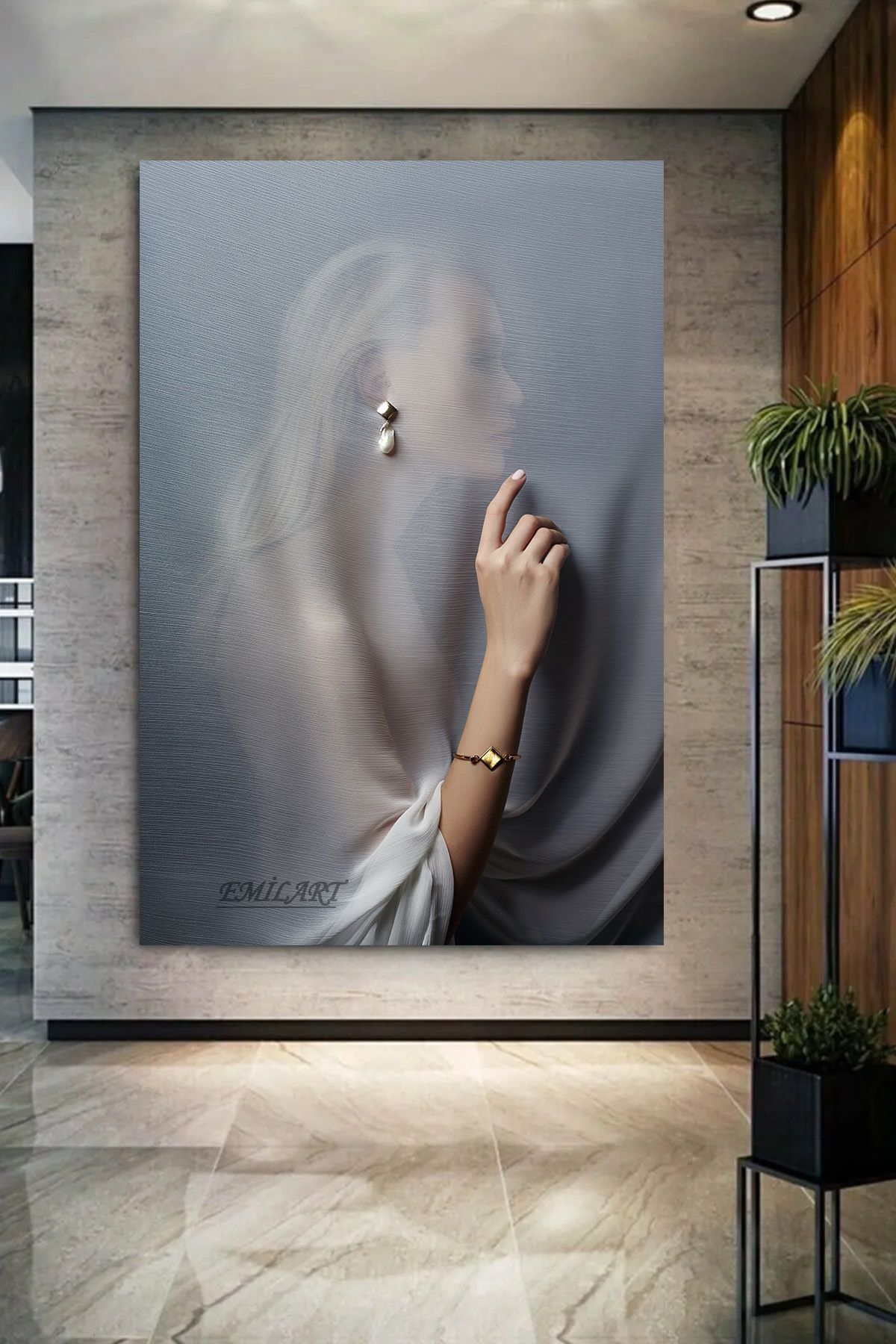 Şehzat Perde Arkası 3D Görünümlü Takılı Kadın ÖZEL Tasarım HD Kalite Kanvas Tablo