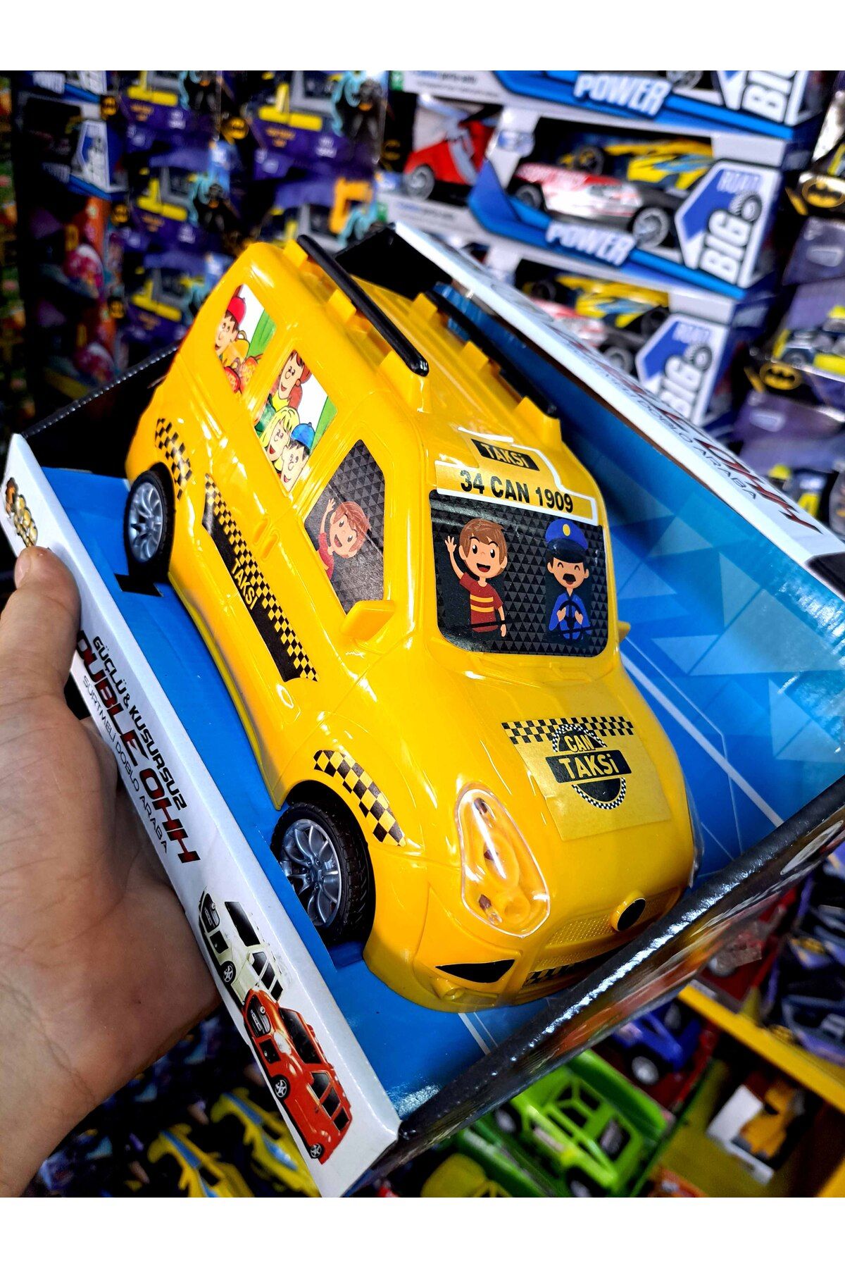 ALYTOYS Minibüs doblo sarı taksi taxi Aracı Oyuncak sürtmeli 24x12cm sür hız alsın kendi gitsin
