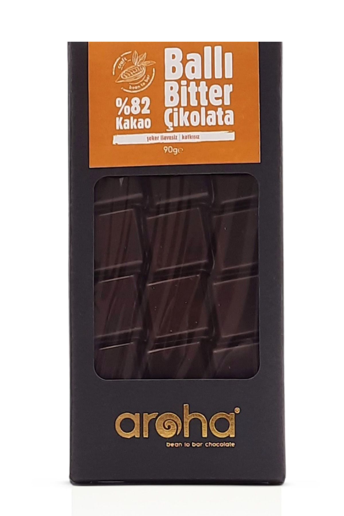AROHA Single Origin Ghana-şekersiz Glutensiz Ballı Bitter Çikolata. %82 Kakao