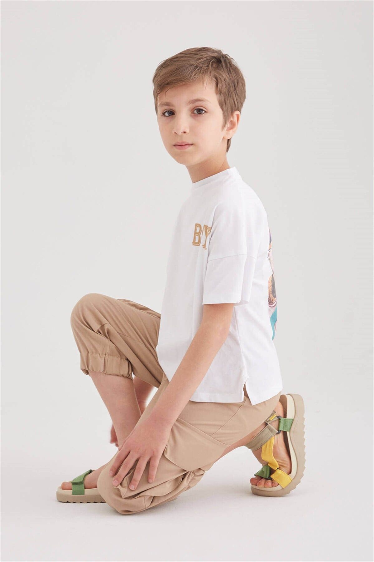 hoQuspoQus Erkek Çocuk Ikili Takım T-shirt - Kargo Pantolon (toprak)