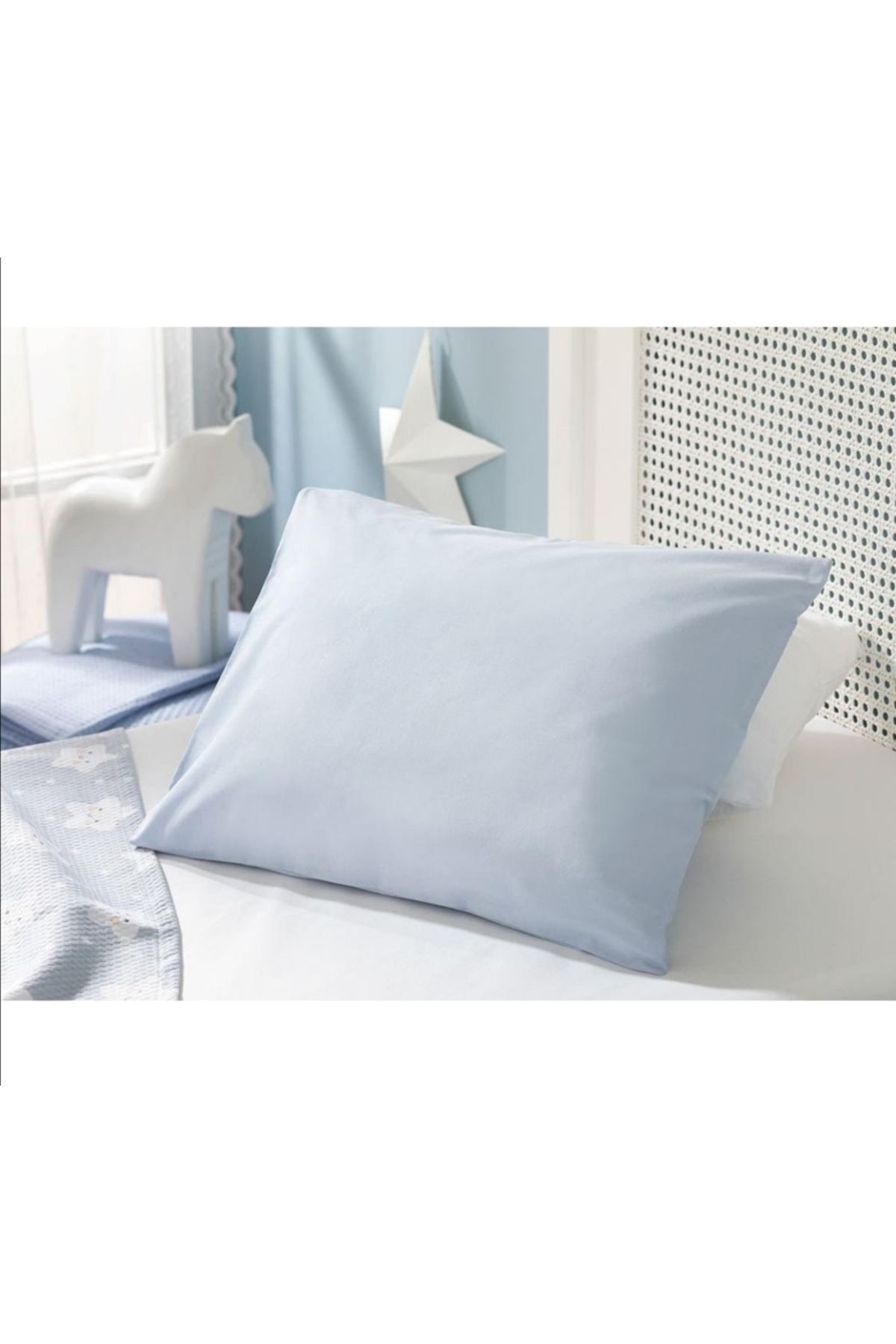 English Home Soft Pamuklu Bebe Yastık Kılıfı 35x45 Cm Mavi (iç yastığı dahil değildir.)
