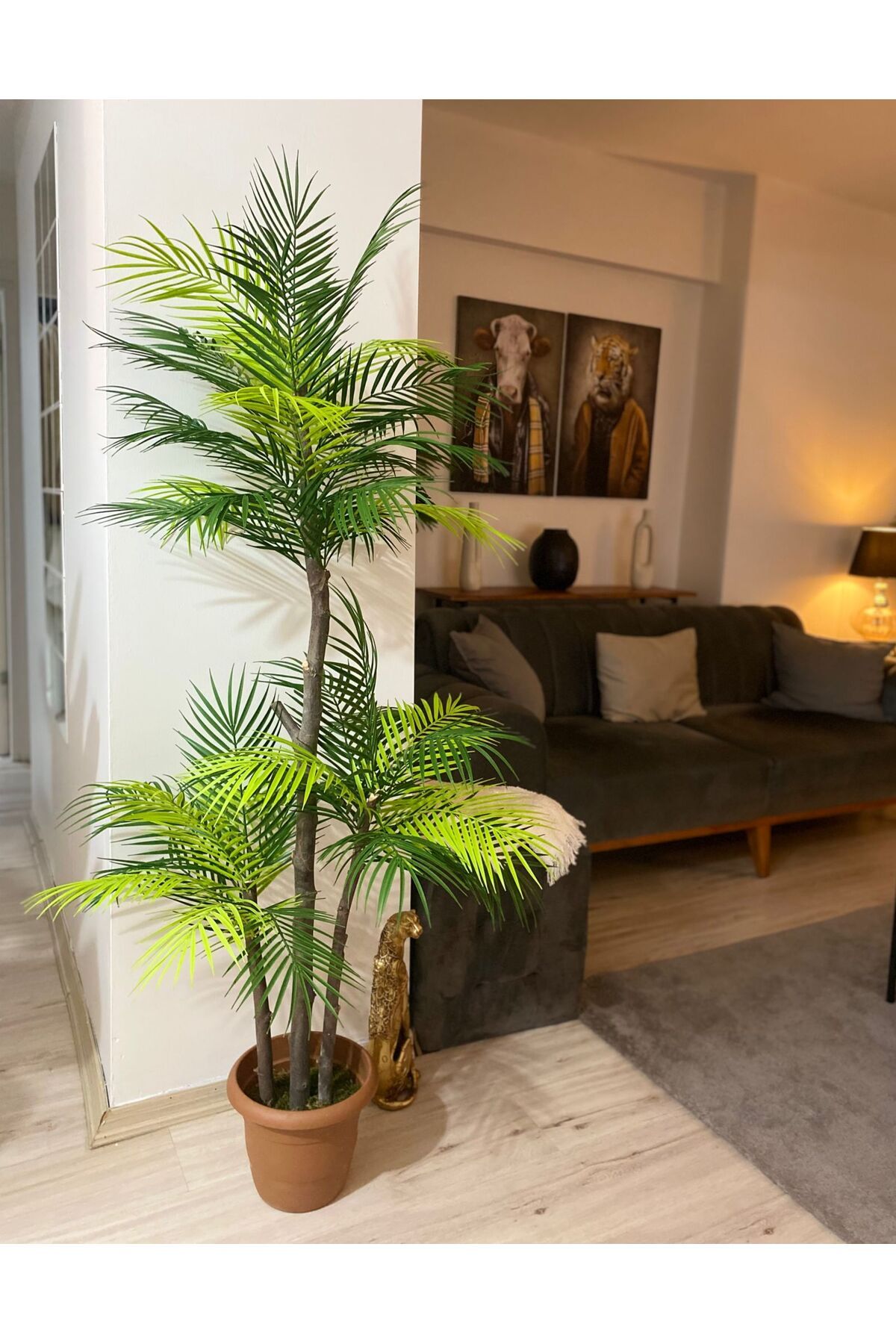 AYLİNİNDEKORDÜNYASI Yapay areka palmiyesi üç gövdeli 150 cm
