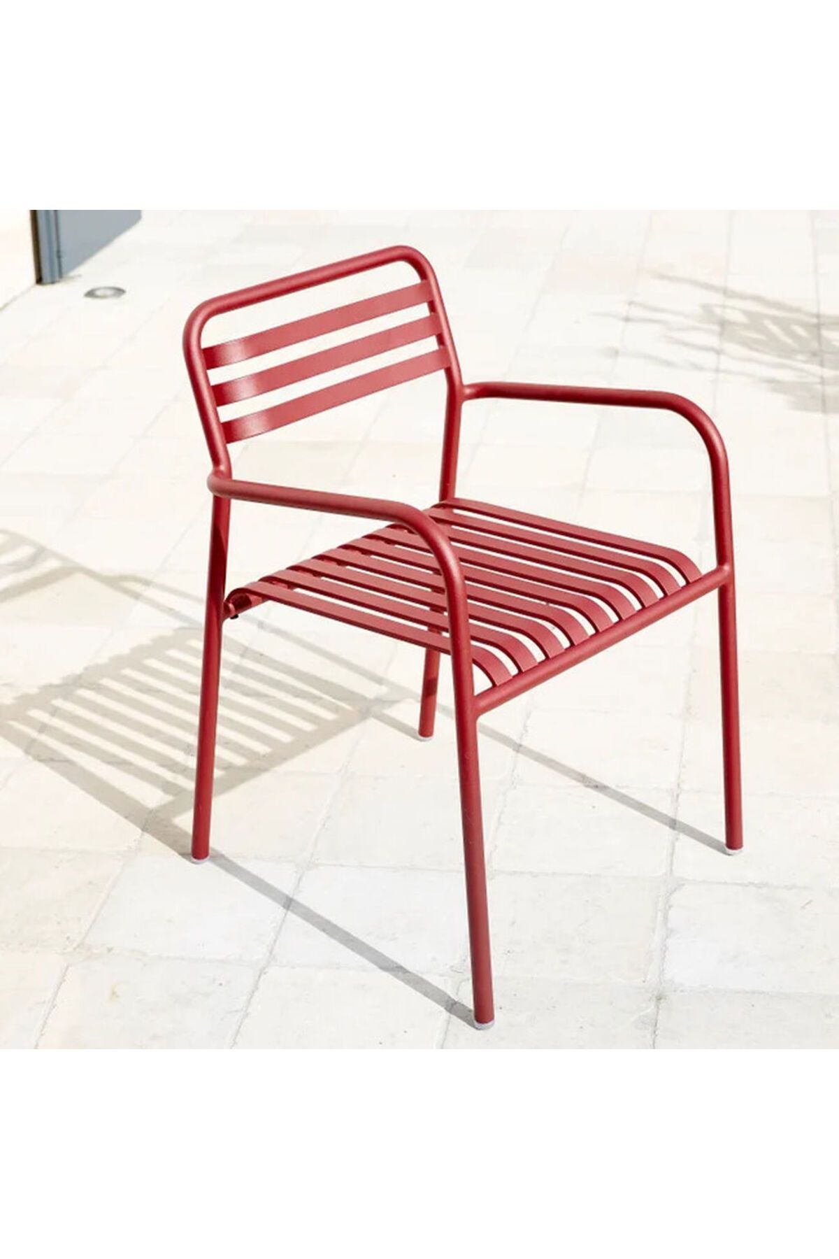 Alaylı Mobilya Lotus (4 ADET) Metal Kollu Bahçe Sandalyesi, Metal Dış Mekan Sandalyesi - Kırmızı Boya
