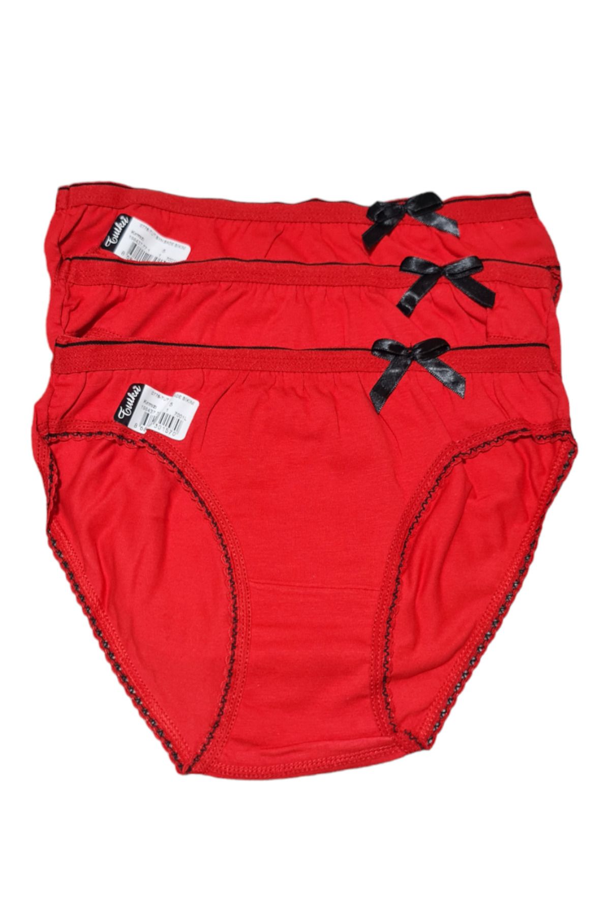 Tutku Kadın 3'lü Paket Kırmızı Bade Bikini Külot