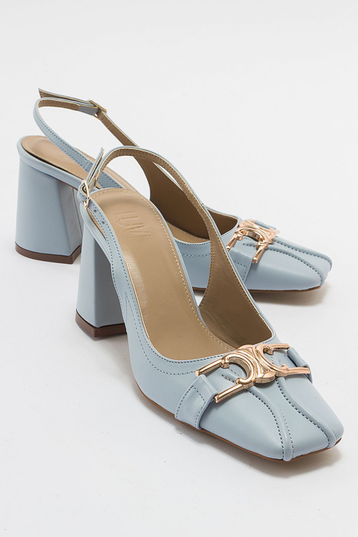 luvishoes Forlev Bebe Mavi Cilt Kadın Topuklu Ayakkabı
