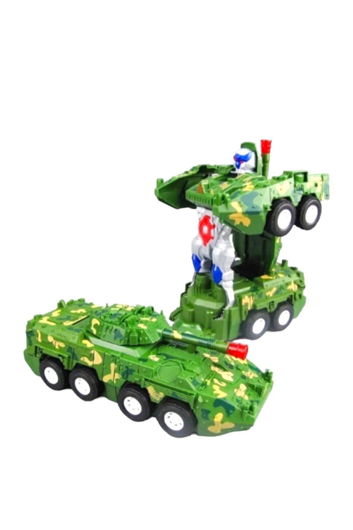PopŞeker Transformers Askeri Zırhlı Tank Sesli Işıklı Çarpıp Dönen Oyuncak Tank
