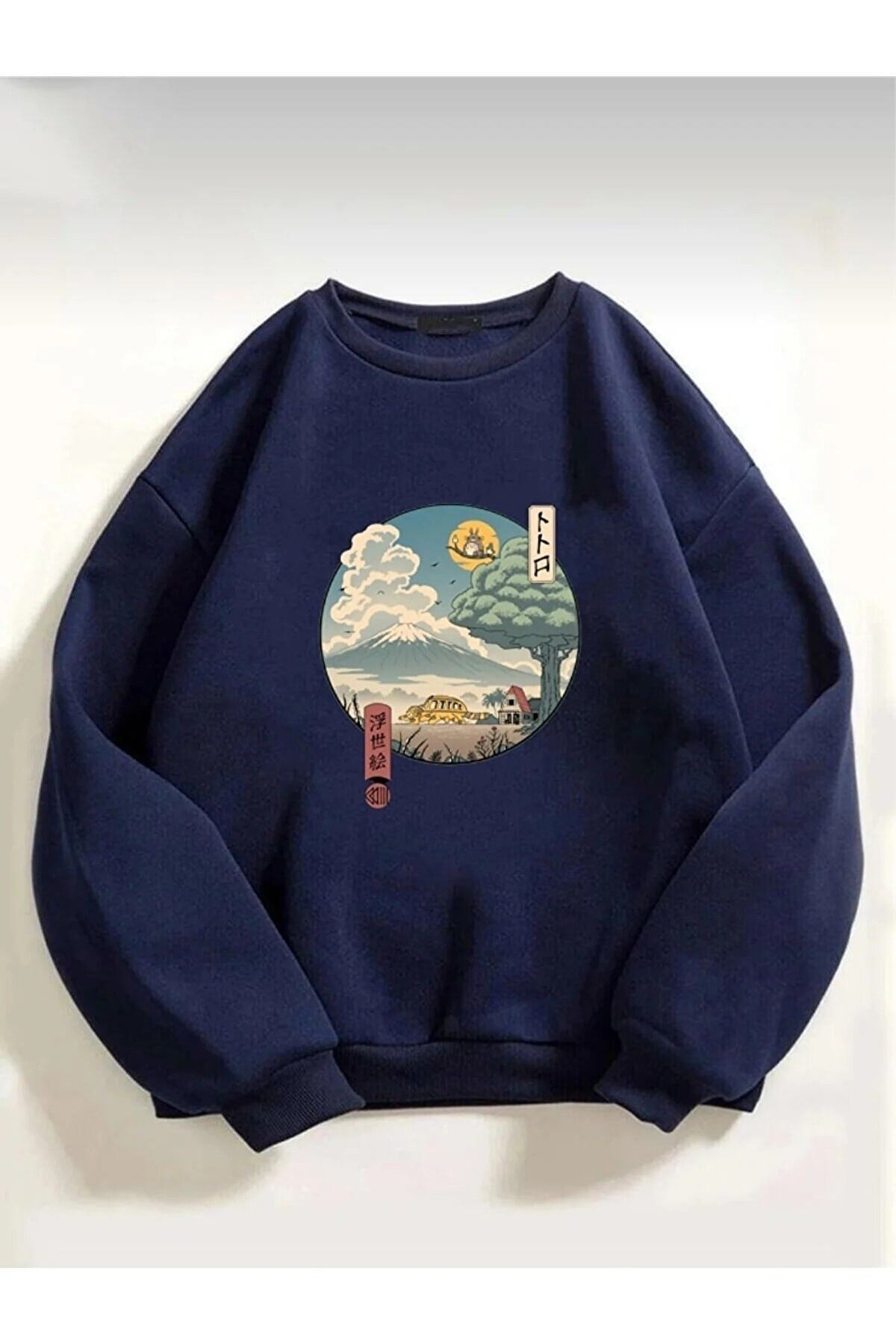 Trendseninle Unisex Totoro Anime Baskılı Oversize Sweatshirt