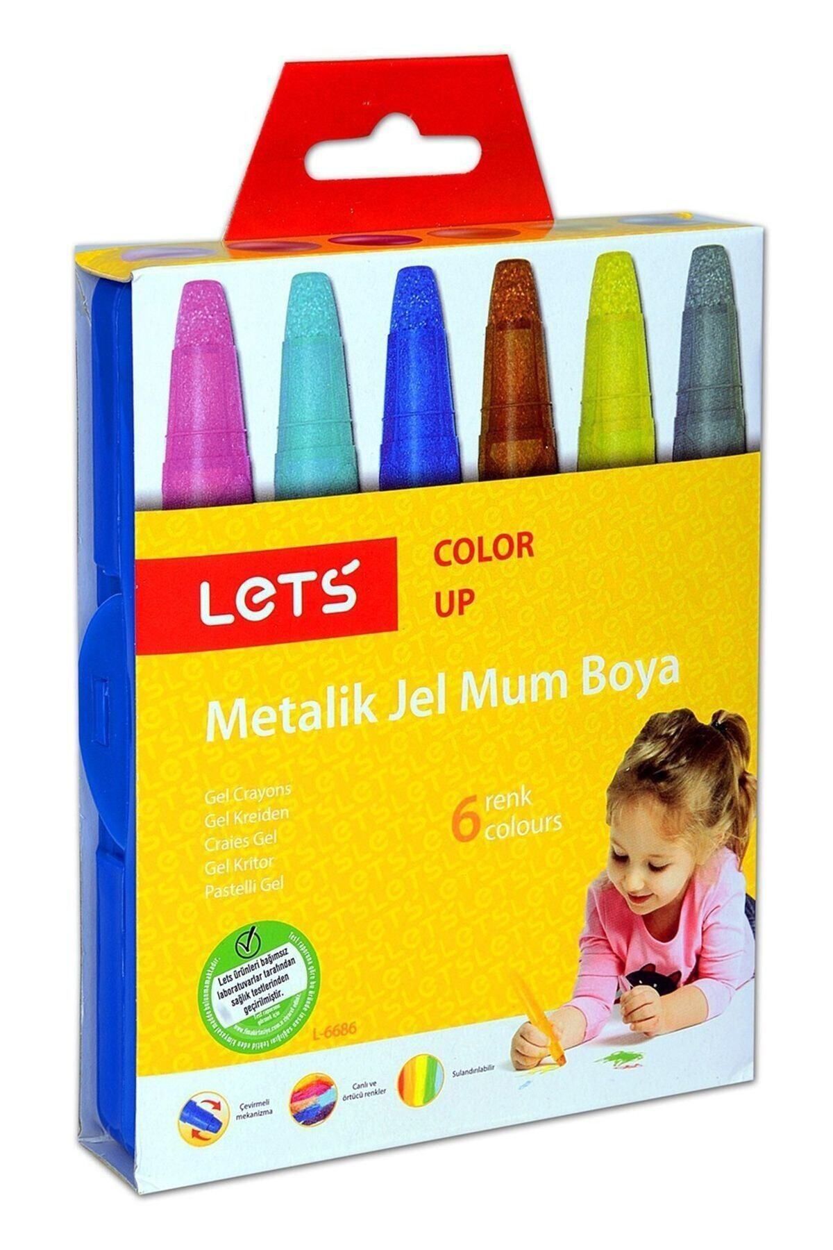 Lets 6 Renk Metalik Jel Mum Boya L-6686